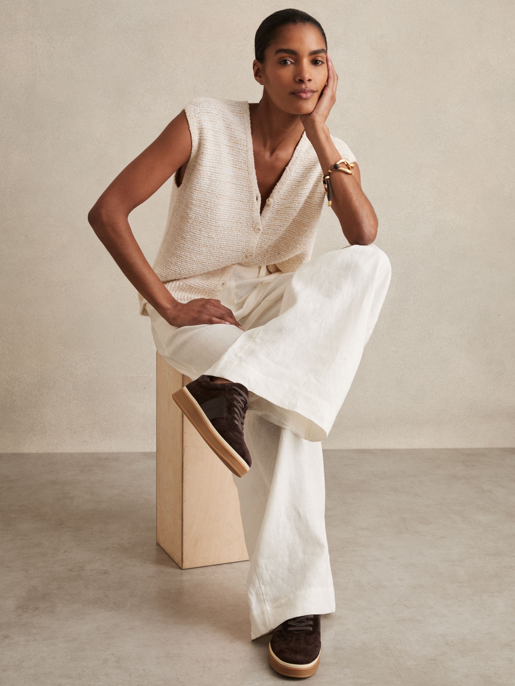 Suede Low-Top Trainers in Chocolate