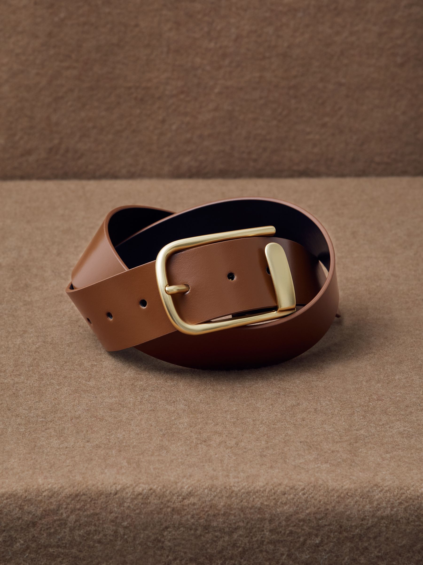 Leather Half Keeper Belt in Tan