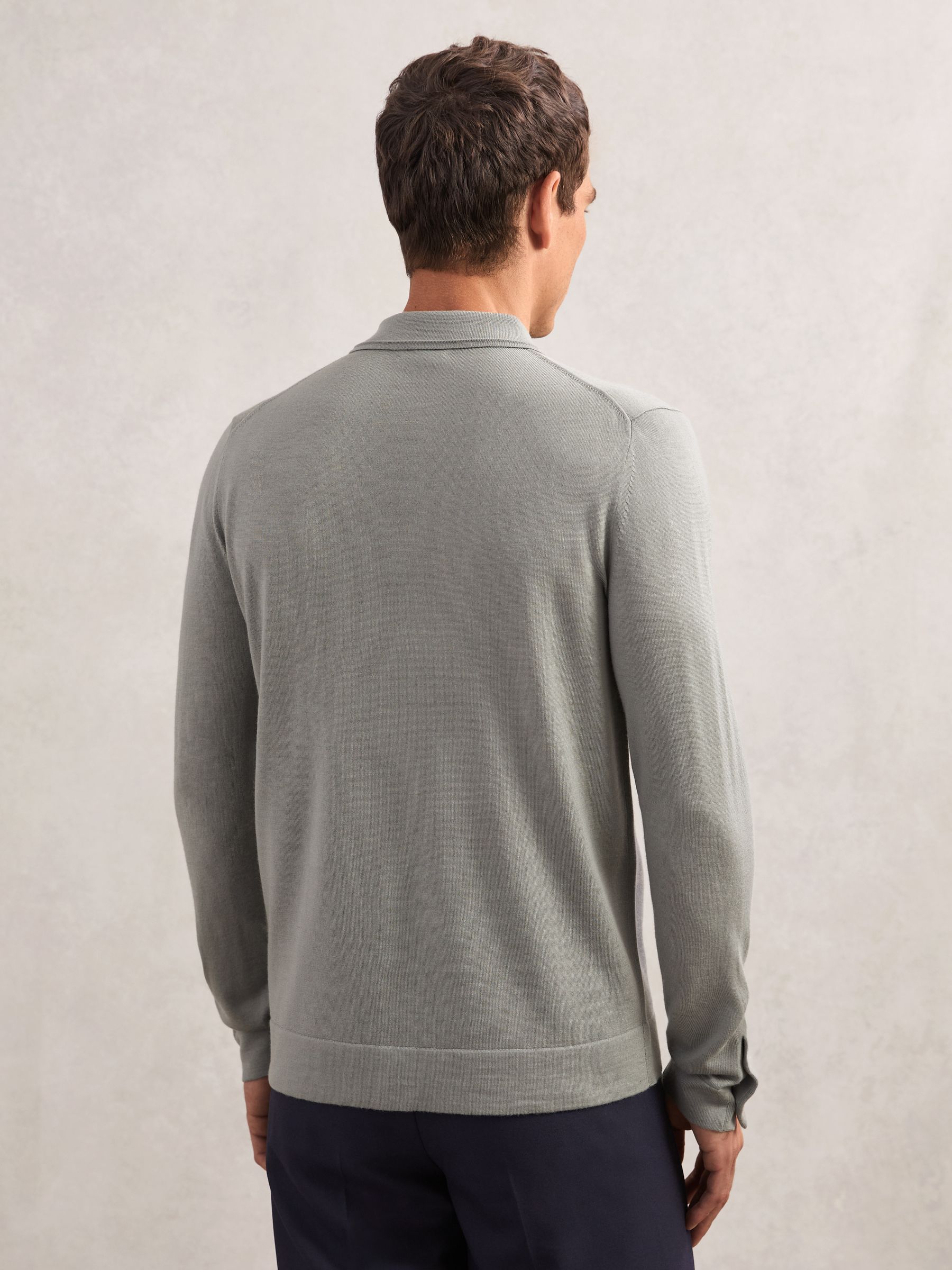 Merino Wool Button-Through Cardigan in Archer Green