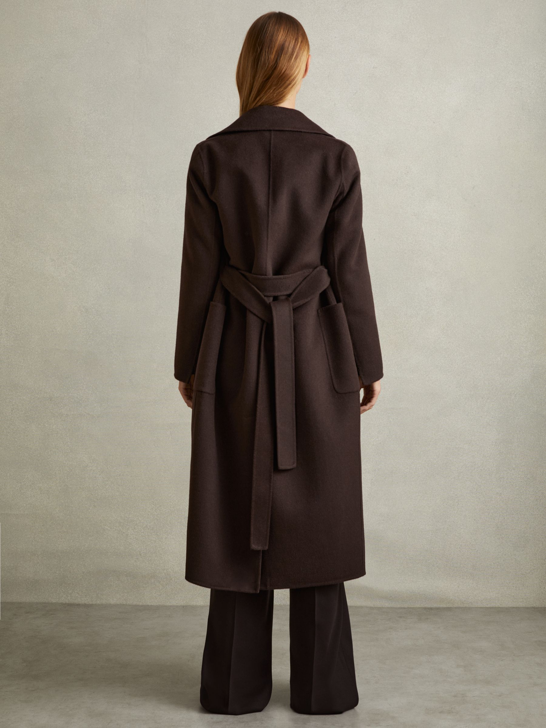 Petite Double-Breasted Blindseam Coat Wool-Blend in Chocolate