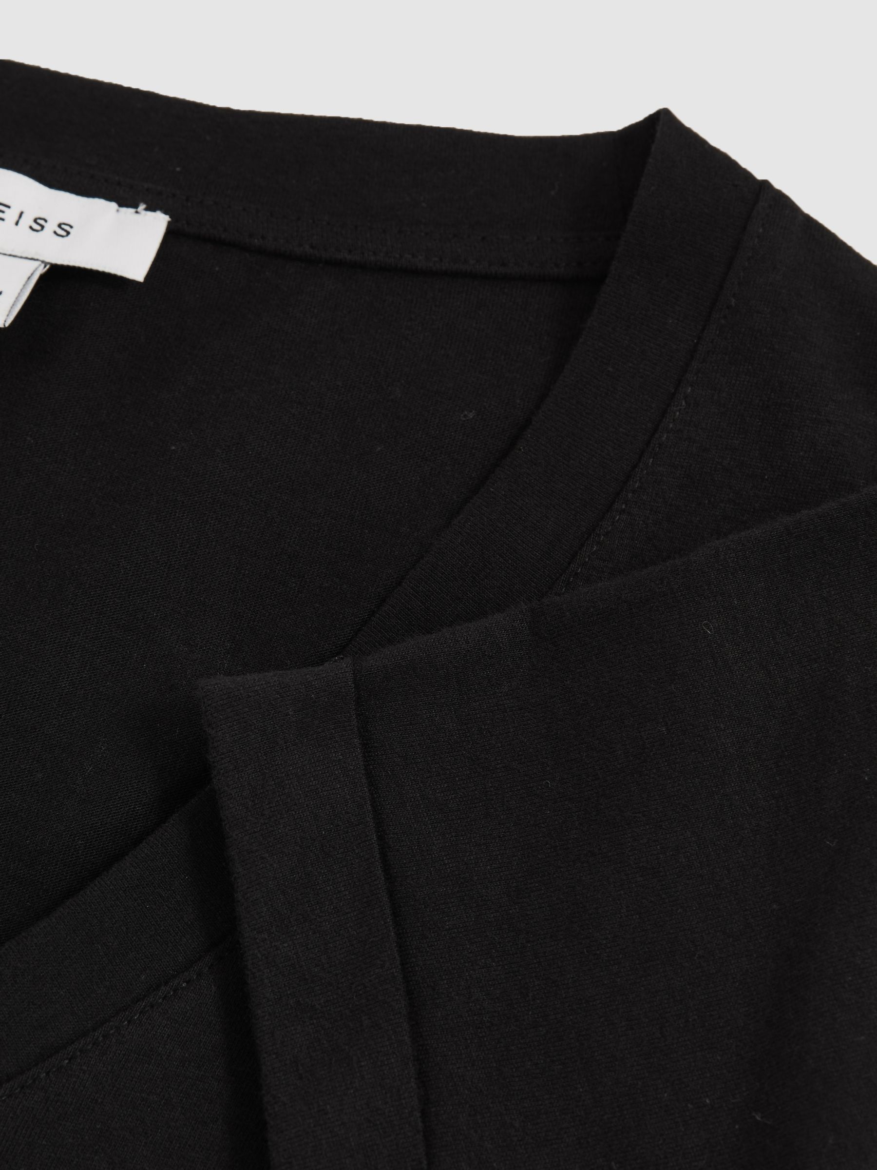 Cotton-Jersey V-Neck T-Shirt in Black