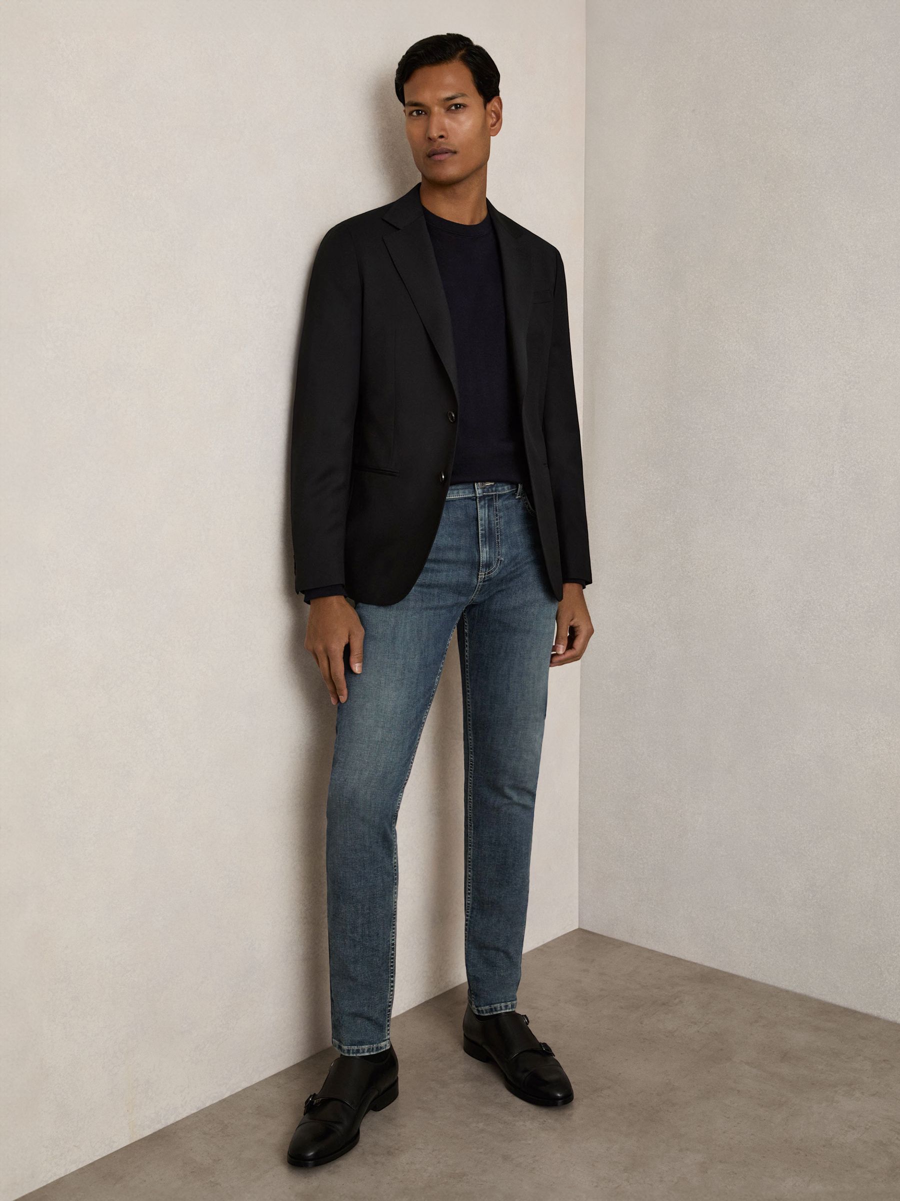 Skinny-Fit Jeans in Washed Indigo Grey Cast