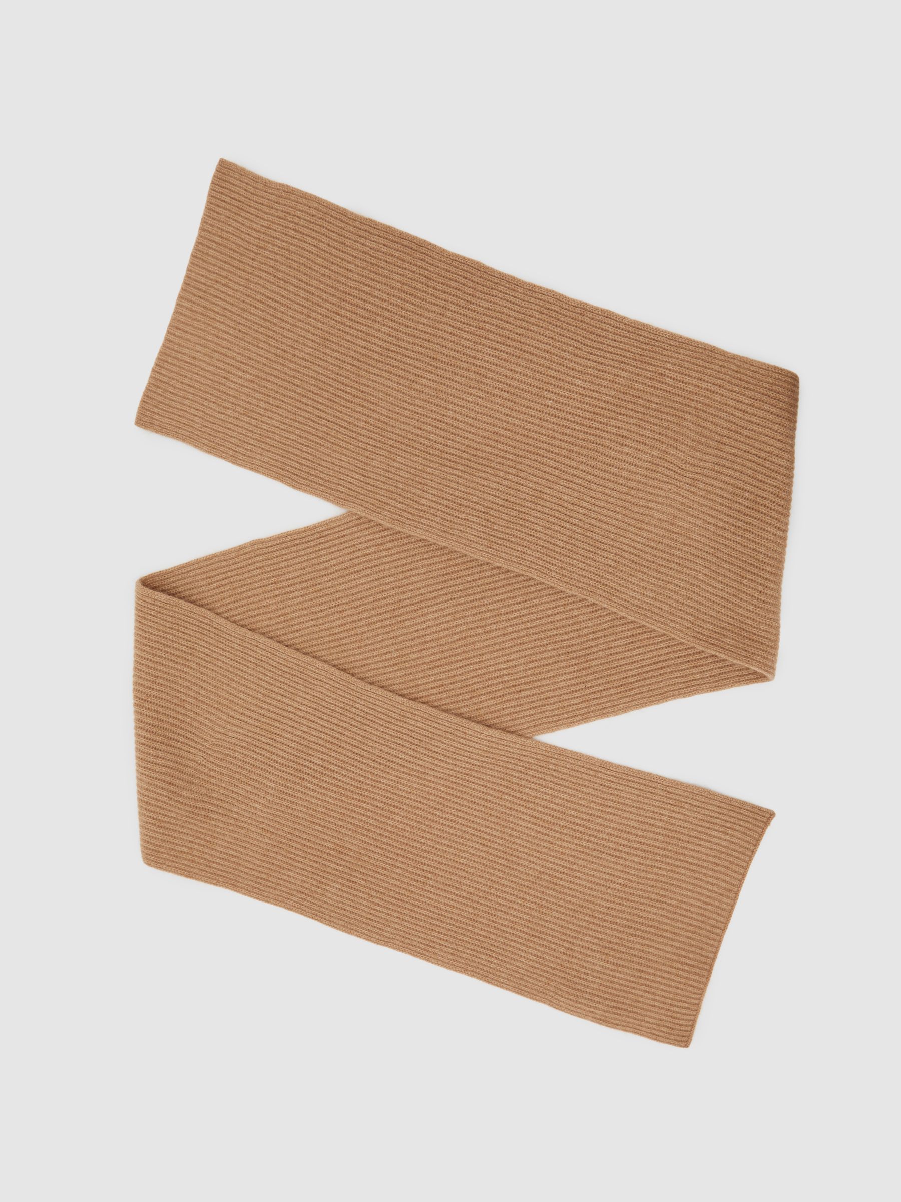 Atelier 100% Cashmere Rib-Knit Scarf in Oatmeal