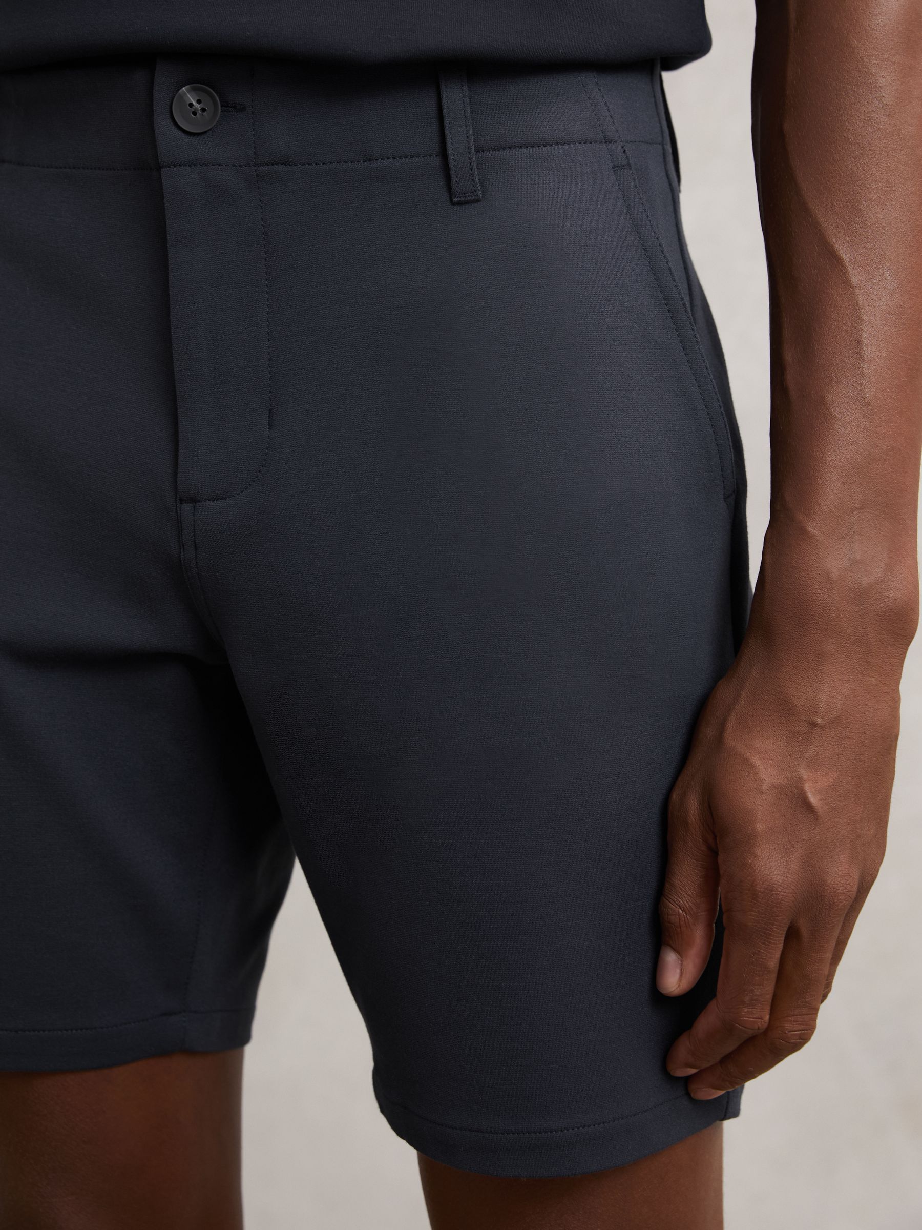 Paige Slim-Fit Stretch Shorts in Moon Shadow Blue