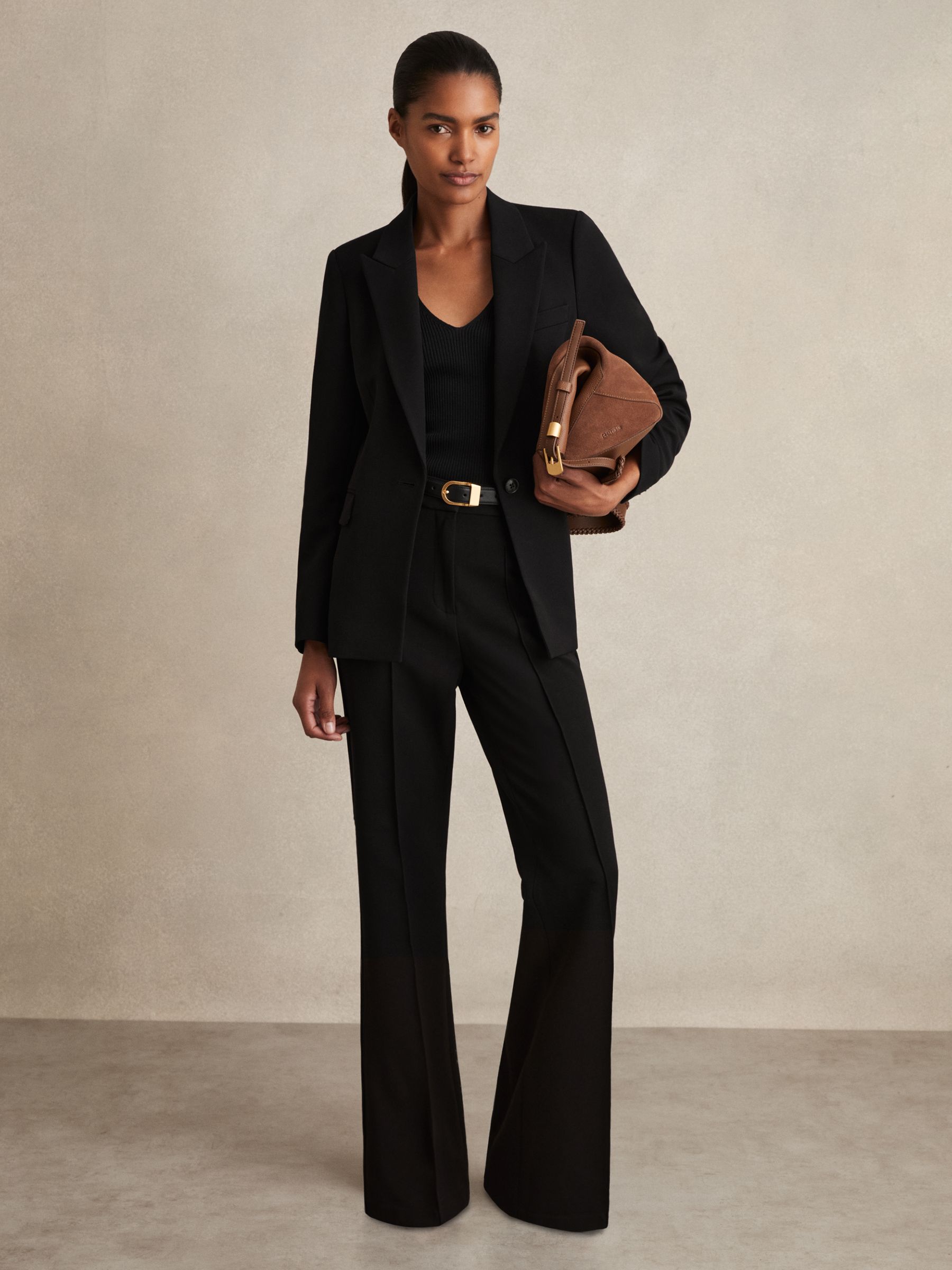 Flared Suit Trousers in Black