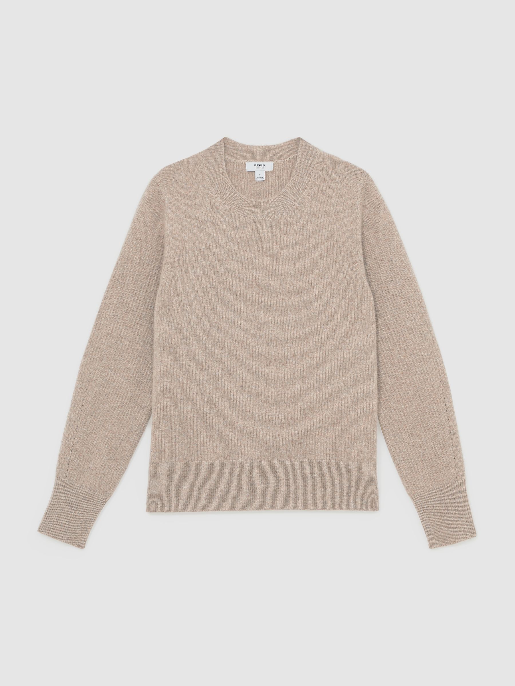 100% Cashmere Crew-Neck Jumper in Oatmeal Neutral
