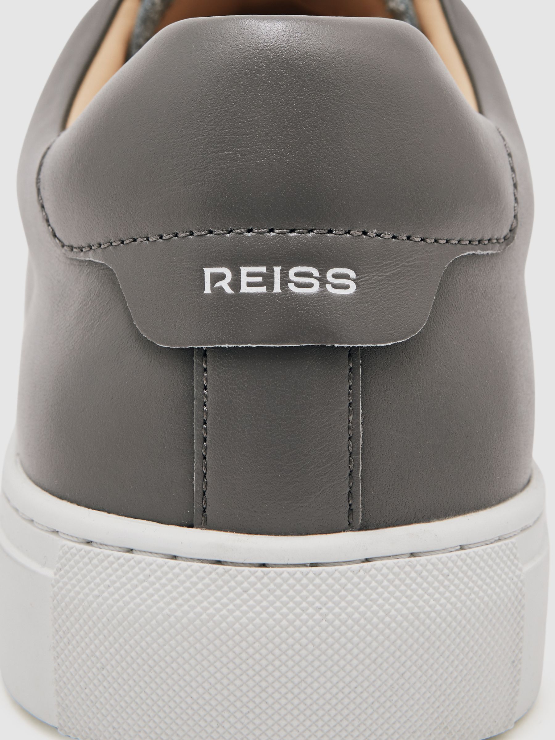 Leather Low-Top Trainers in Graphite Grey