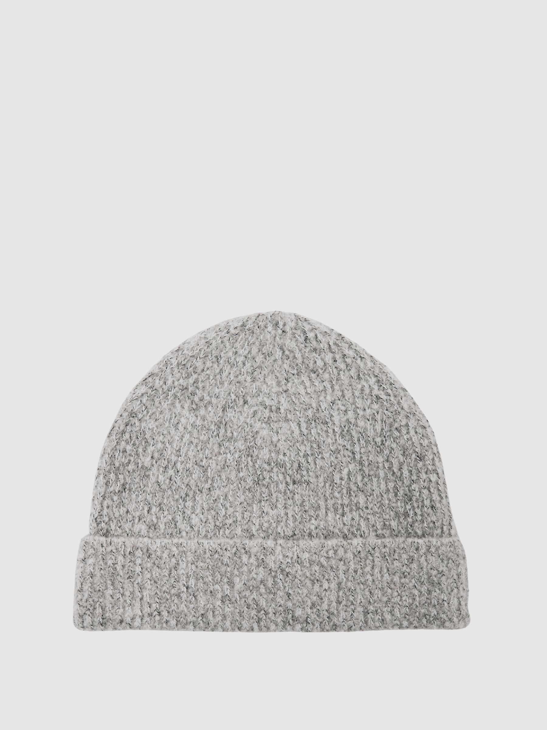 Atelier Cashmere-Blend Flecked Beanie in Soft Grey Melange