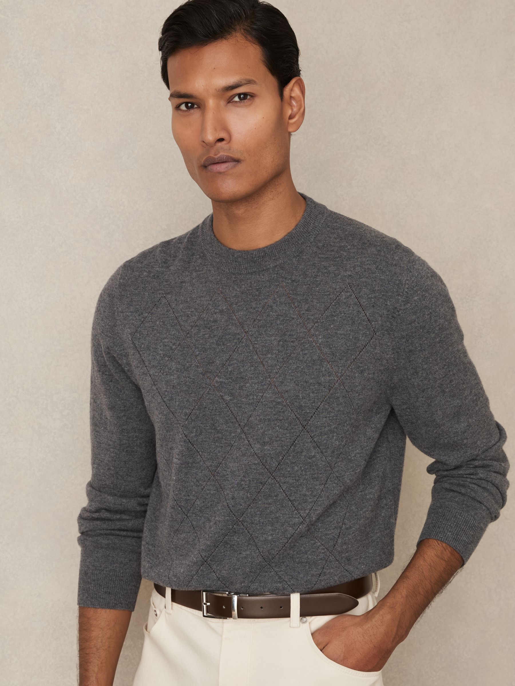 Leather Reversible Belt in Stone/Dark Brown