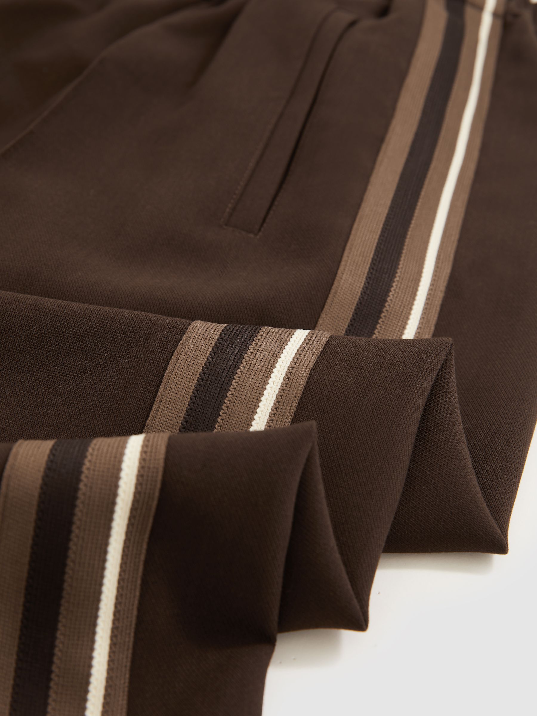 Petite Side-Stripe Wide-Leg Trousers in Chocolate Brown