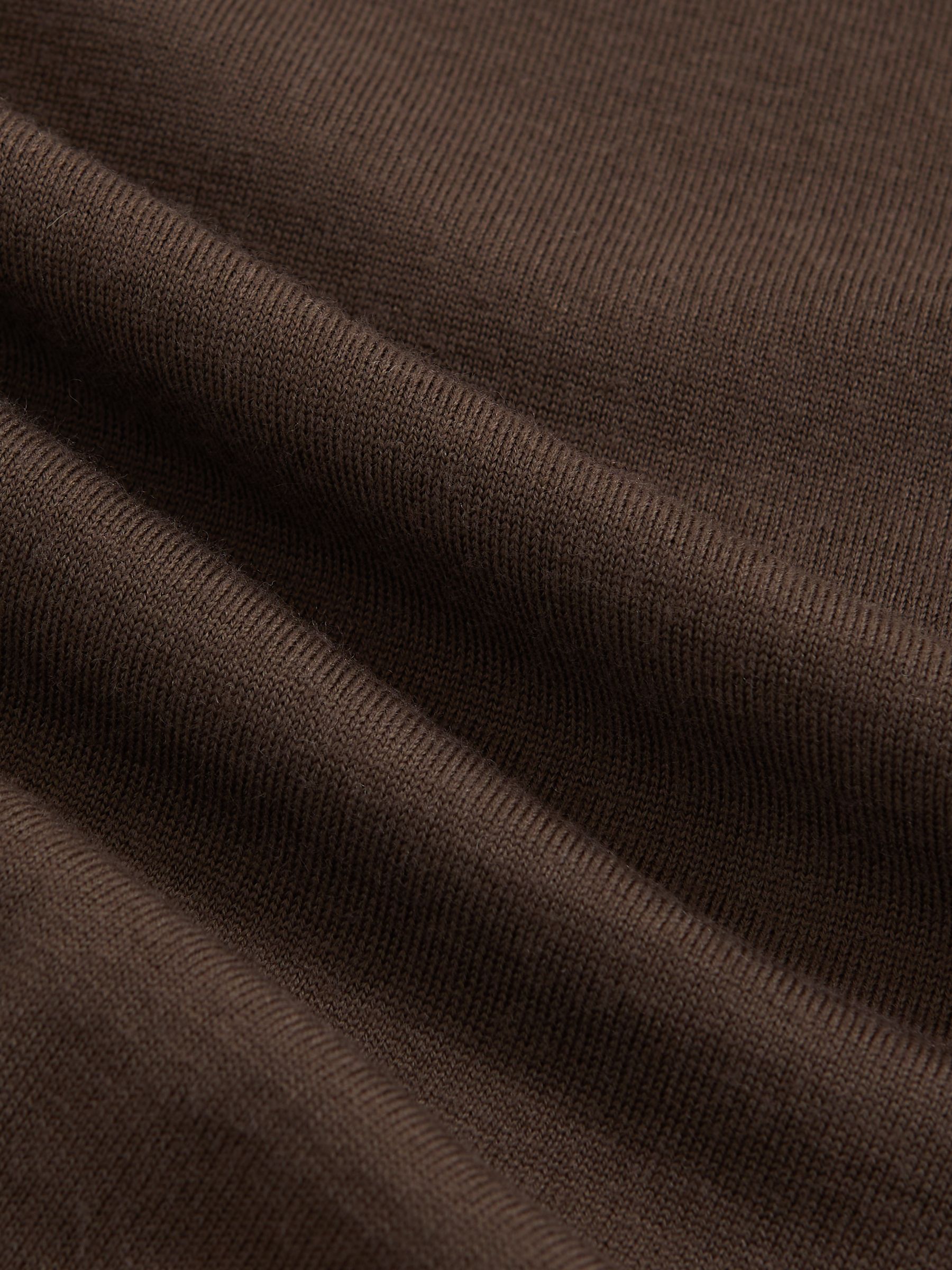 Merino Wool Half-Zip Funnel Neck Jumper in Chocolate Brown
