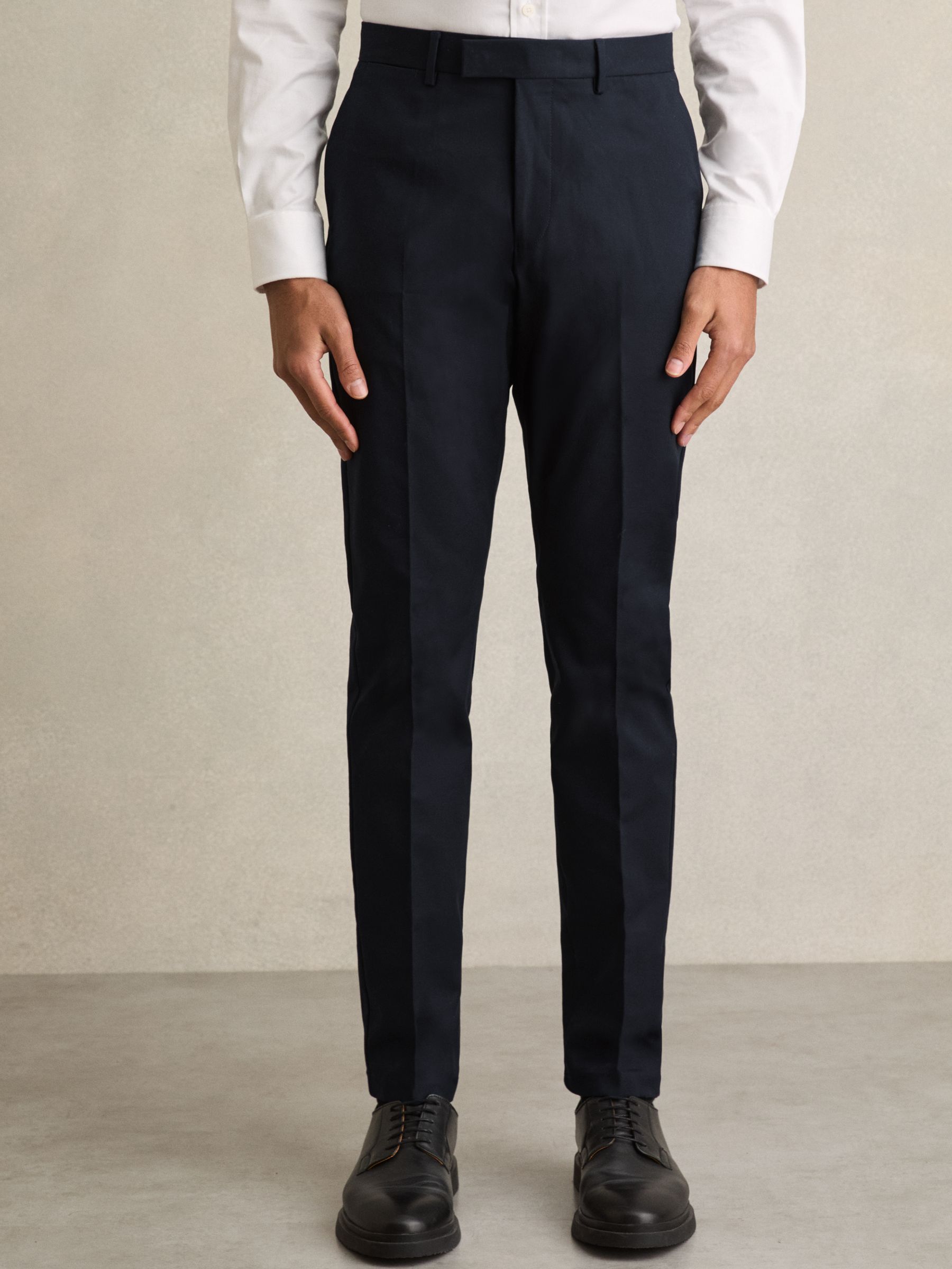 Slim Fit Cotton Blend Chinos in Navy