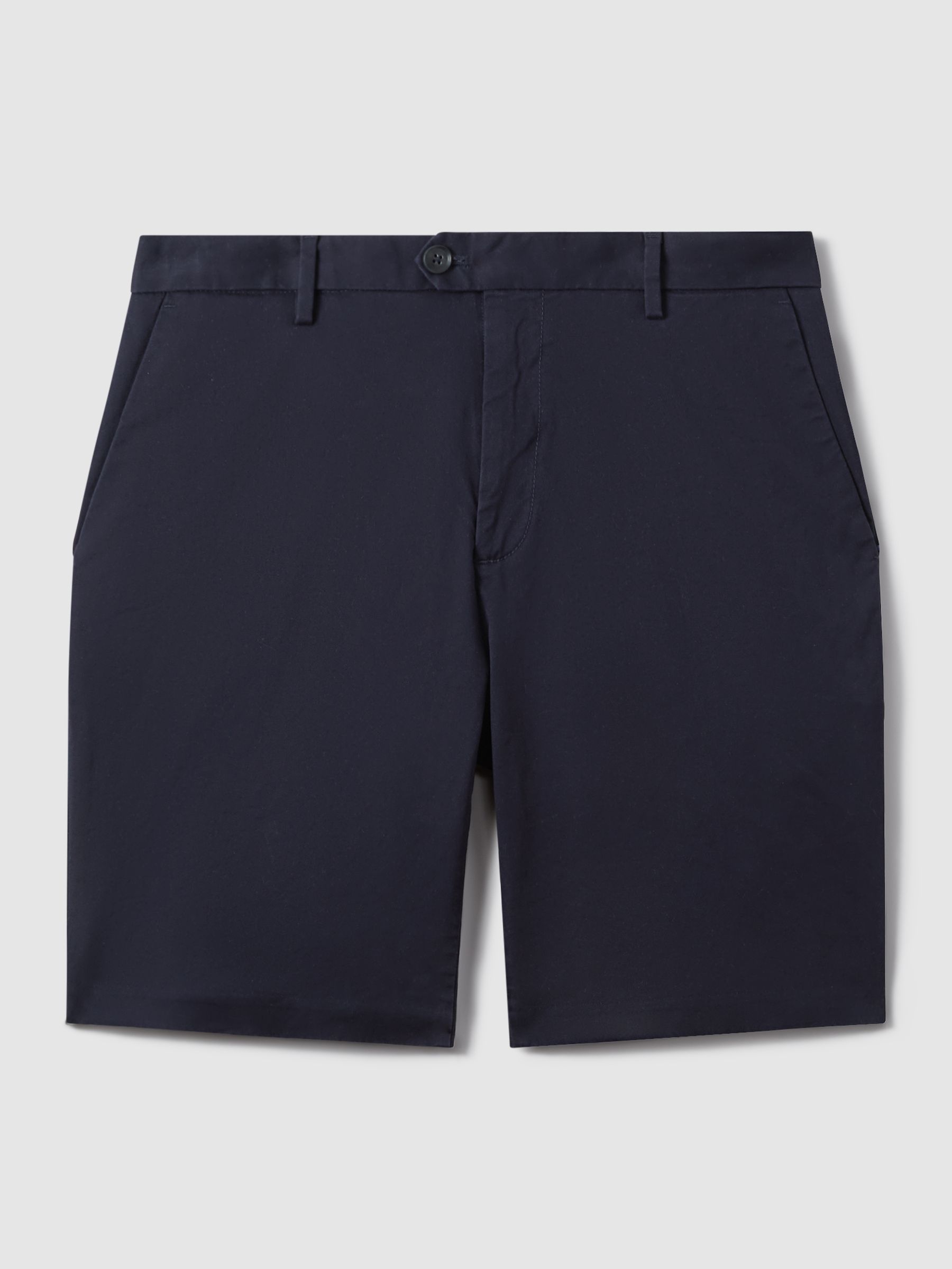 Cotton Chino Shorts with Stretch in Navy
