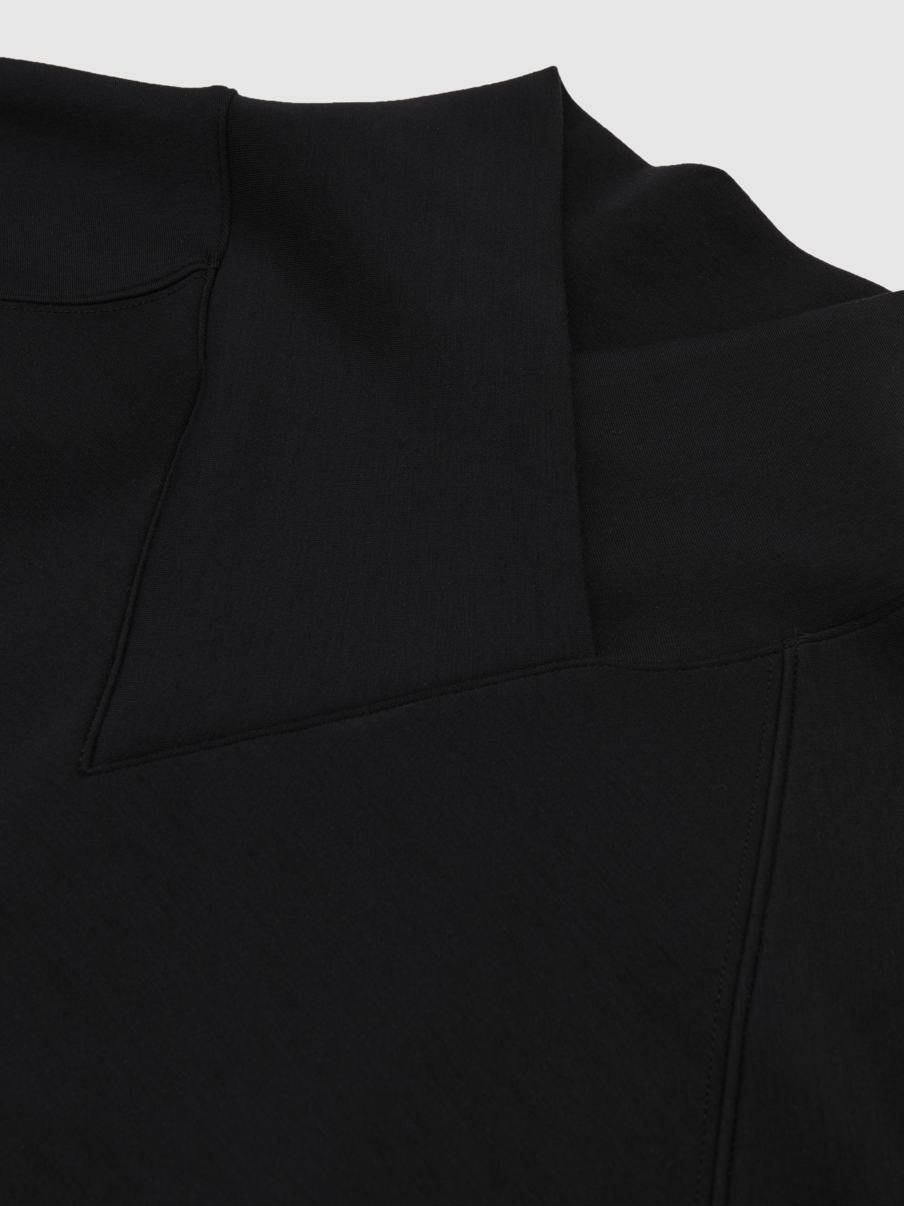 Modal-Blend Interlock Shawl Sweatshirt in Black