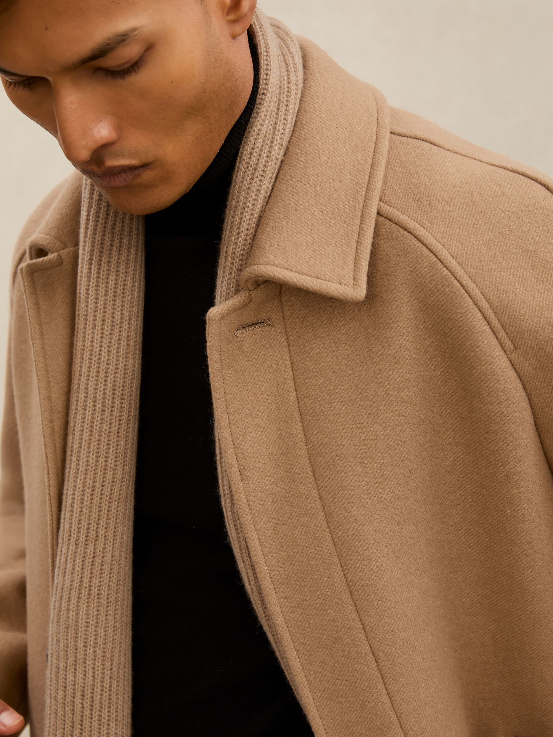 Atelier Wool-Blend Raglan Overcoat in Camel Brown