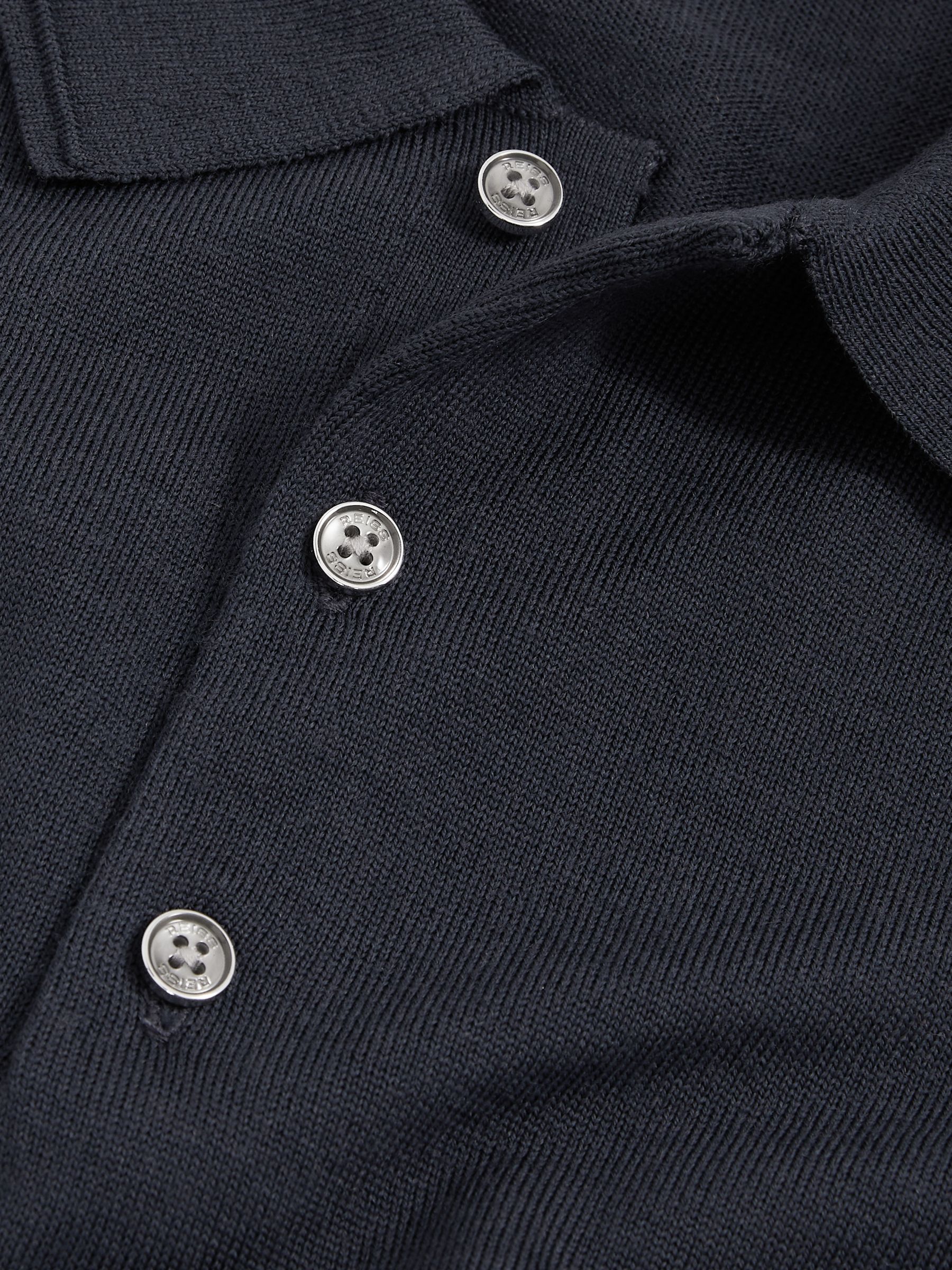Merino Wool Short-Sleeve Polo Shirt in Midnight Navy