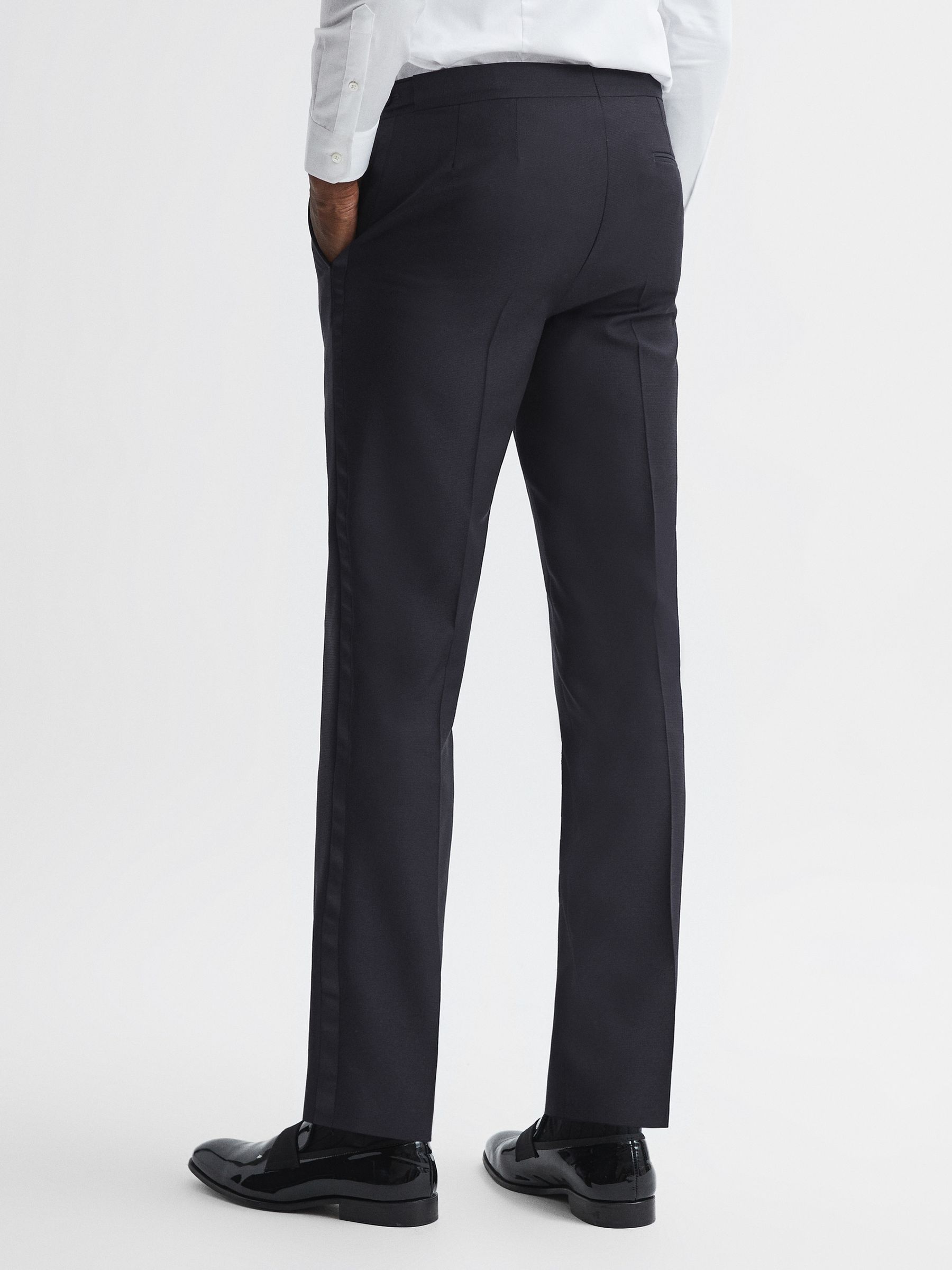 Expose T Navy Wool Textured Regular Fit Trousers