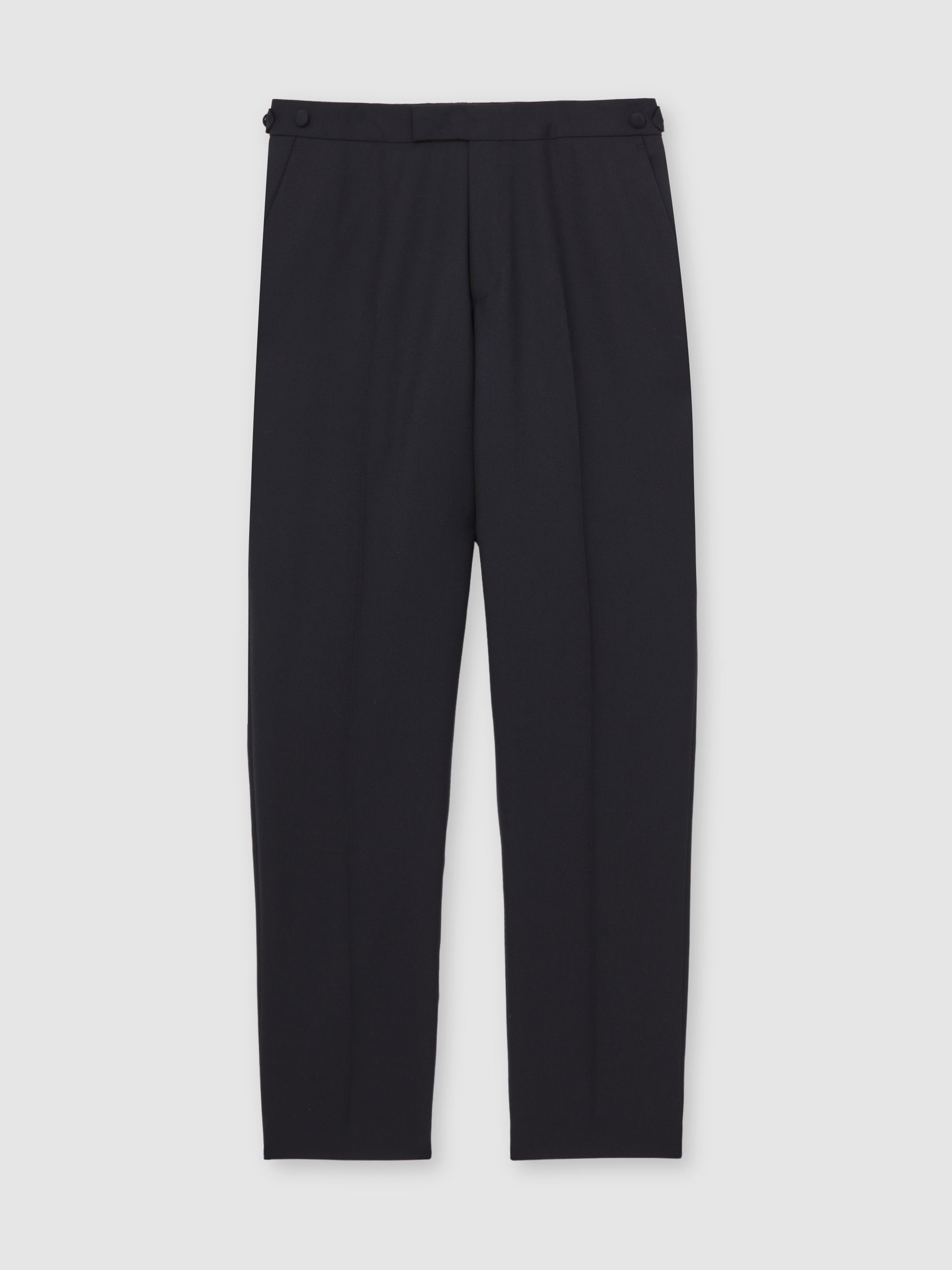 Wool-Blend Jacquard Tuxedo Trousers Tailored-Fit in Navy