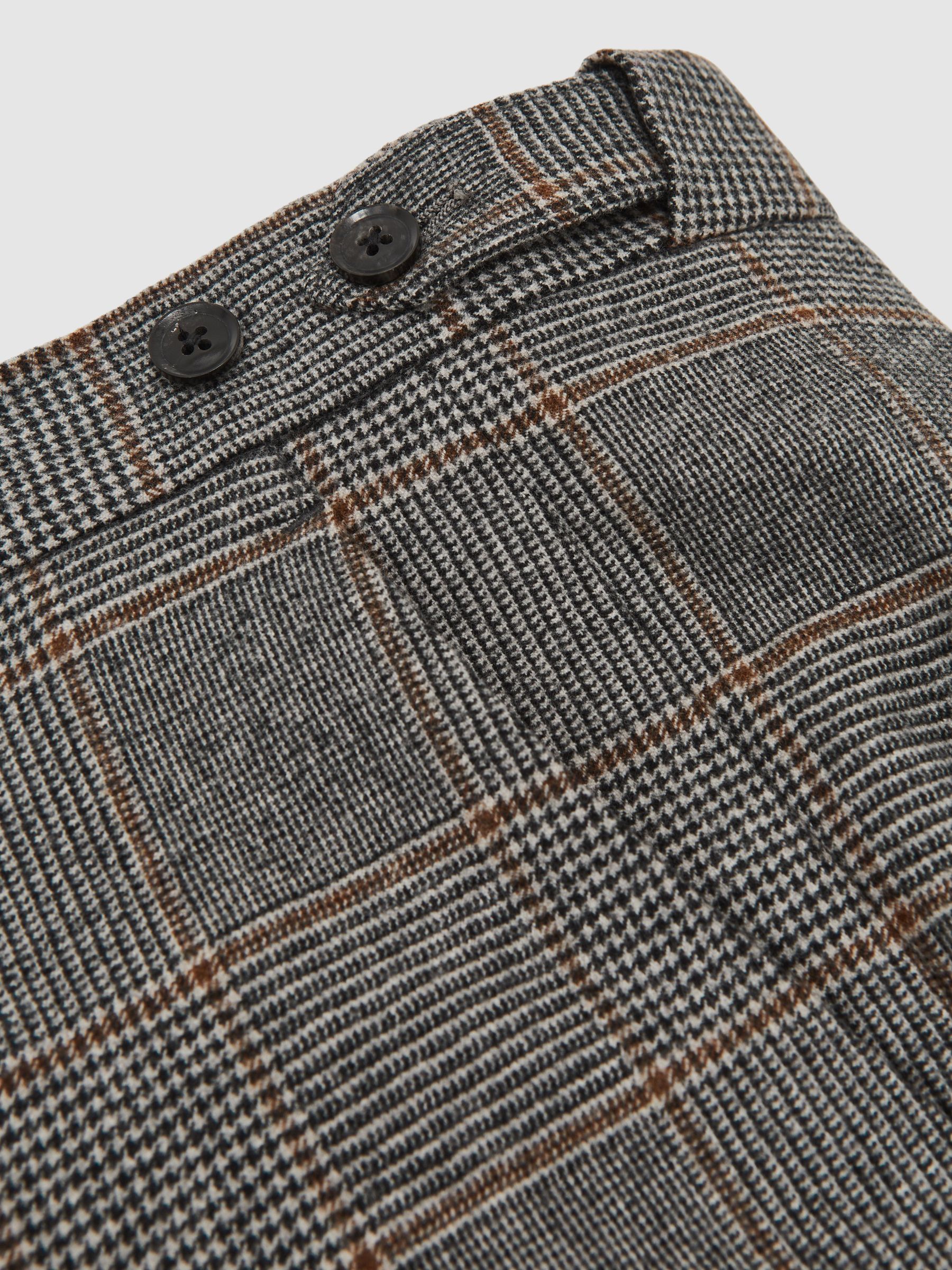 Wool Tailored-Fit Check Suit Trousers in Charcoal Grey