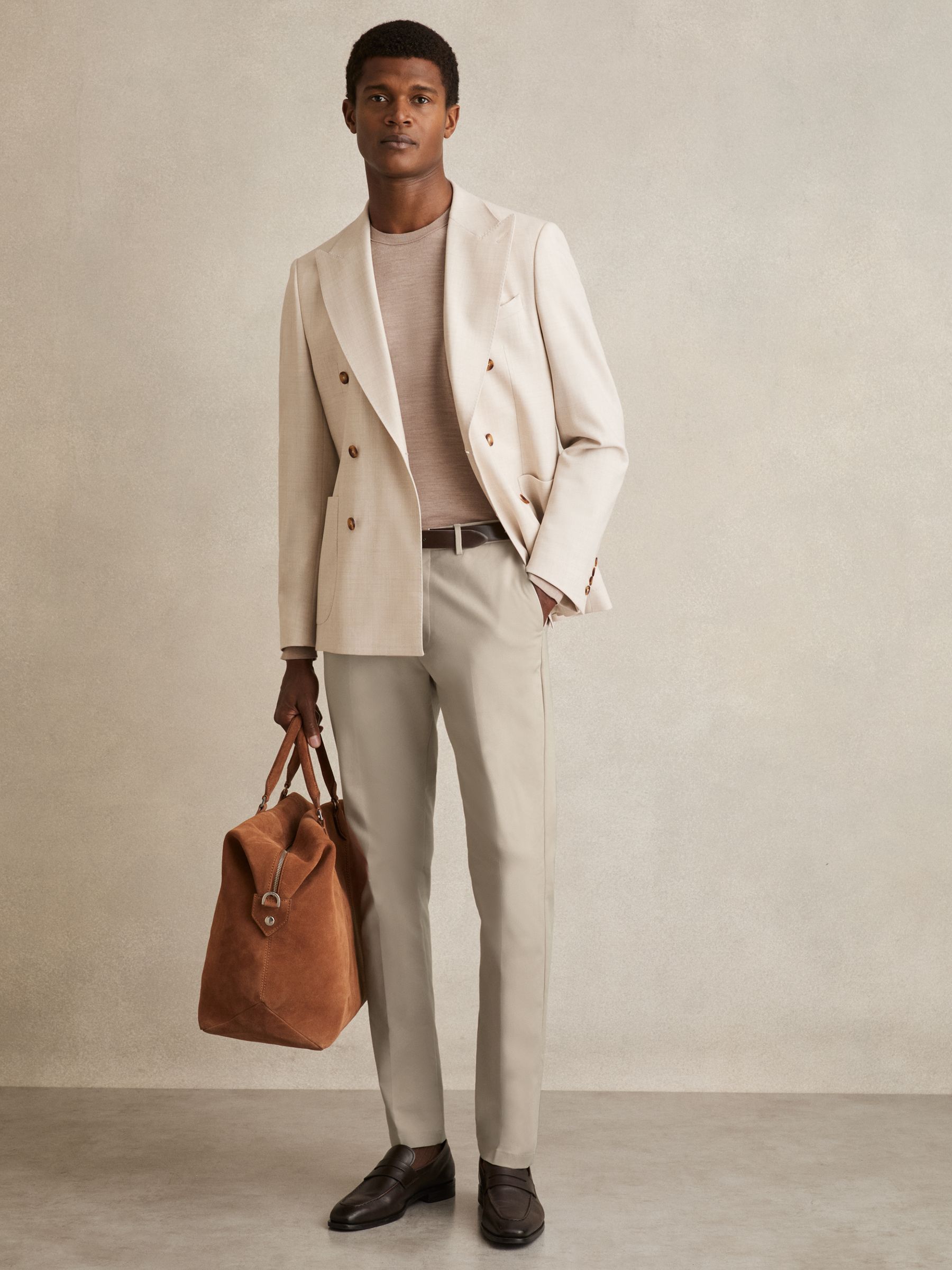 Slim Fit Cotton Blend Chinos in Black