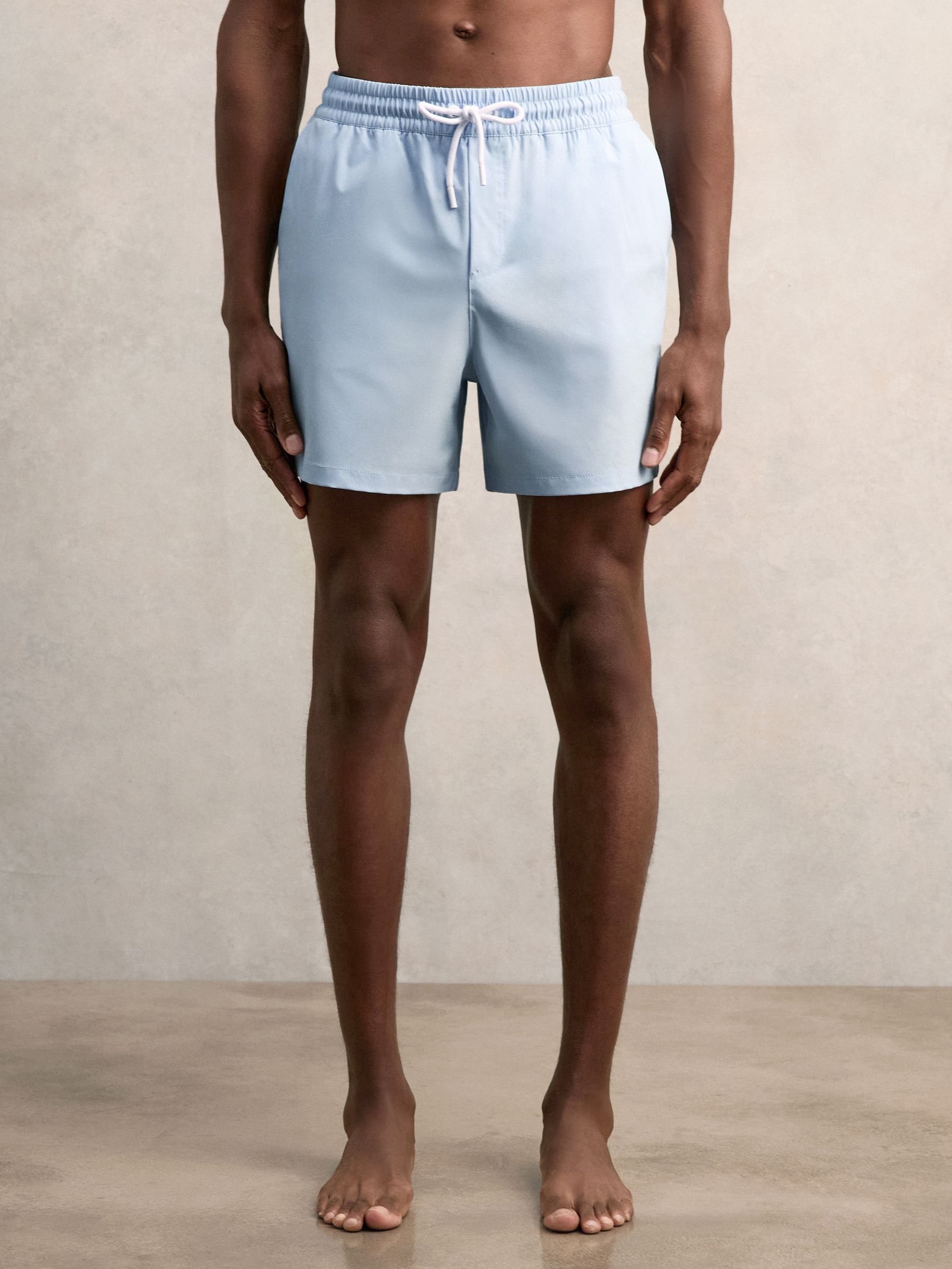 Drawstring Swim Shorts in Soft Blue