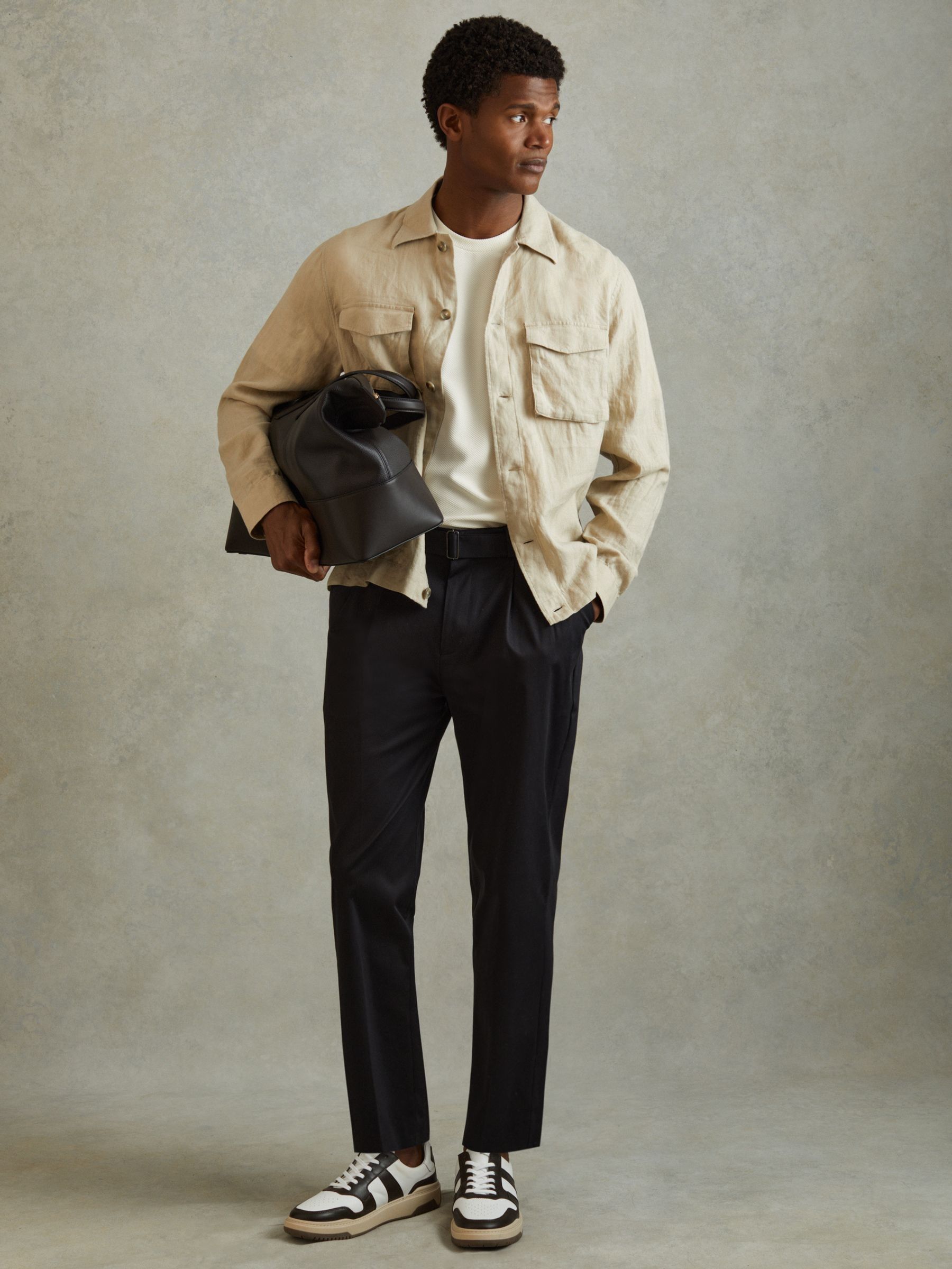 Textured Crew-Neck T-Shirt in Off White