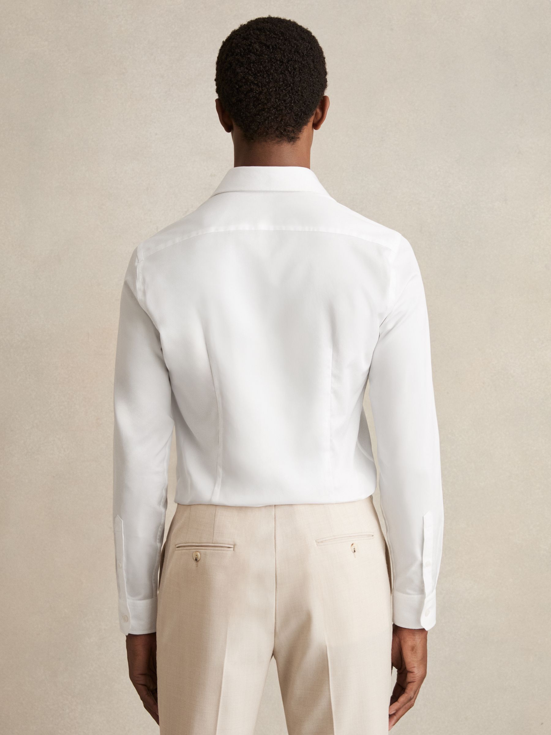 Slim Fit Two-Fold Cotton Shirt in White