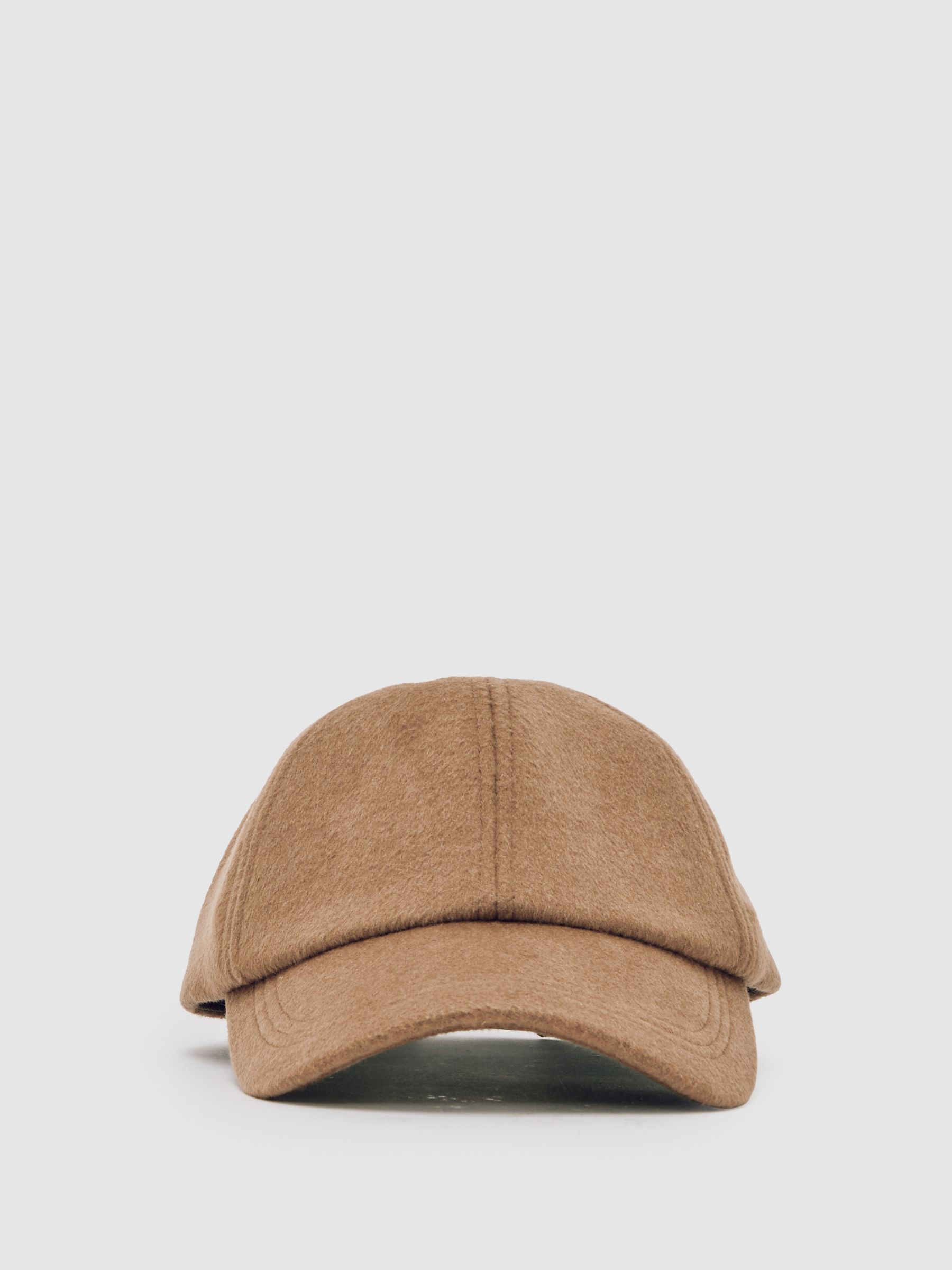Wool-Blend Baseball Cap in Light Brown