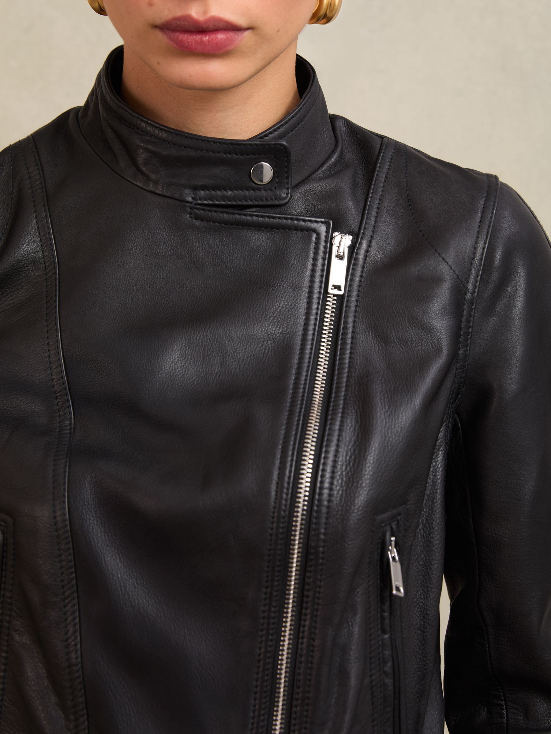 Atelier Leather Biker Jacket in Black