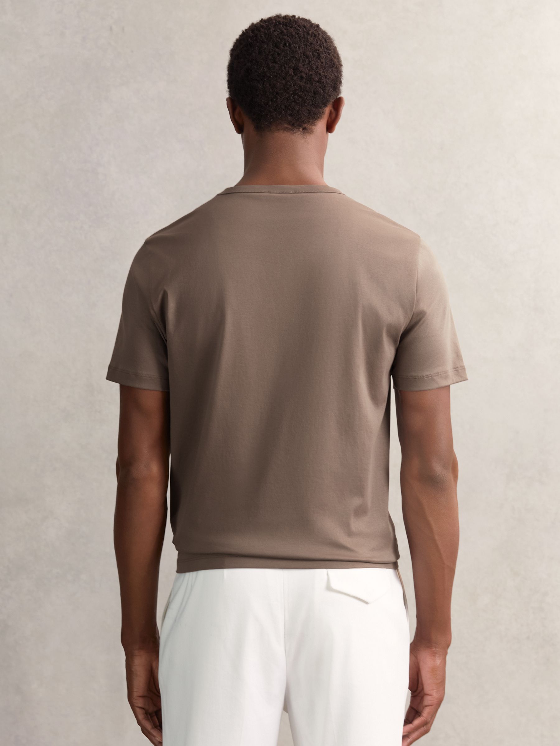 Airwater-Cotton Crew-Neck T-Shirt in Taupe Brown