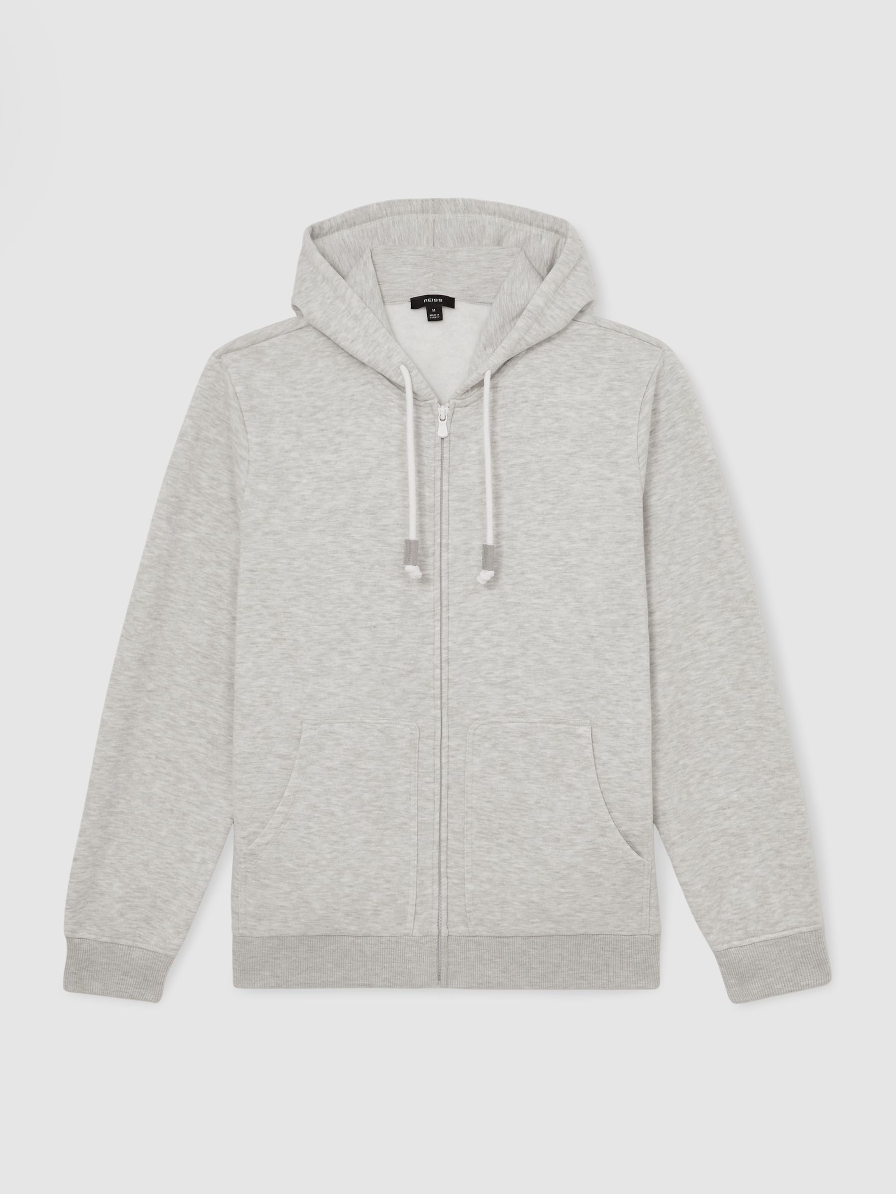 Cotton-Blend Zip-Through Hoodie in Grey