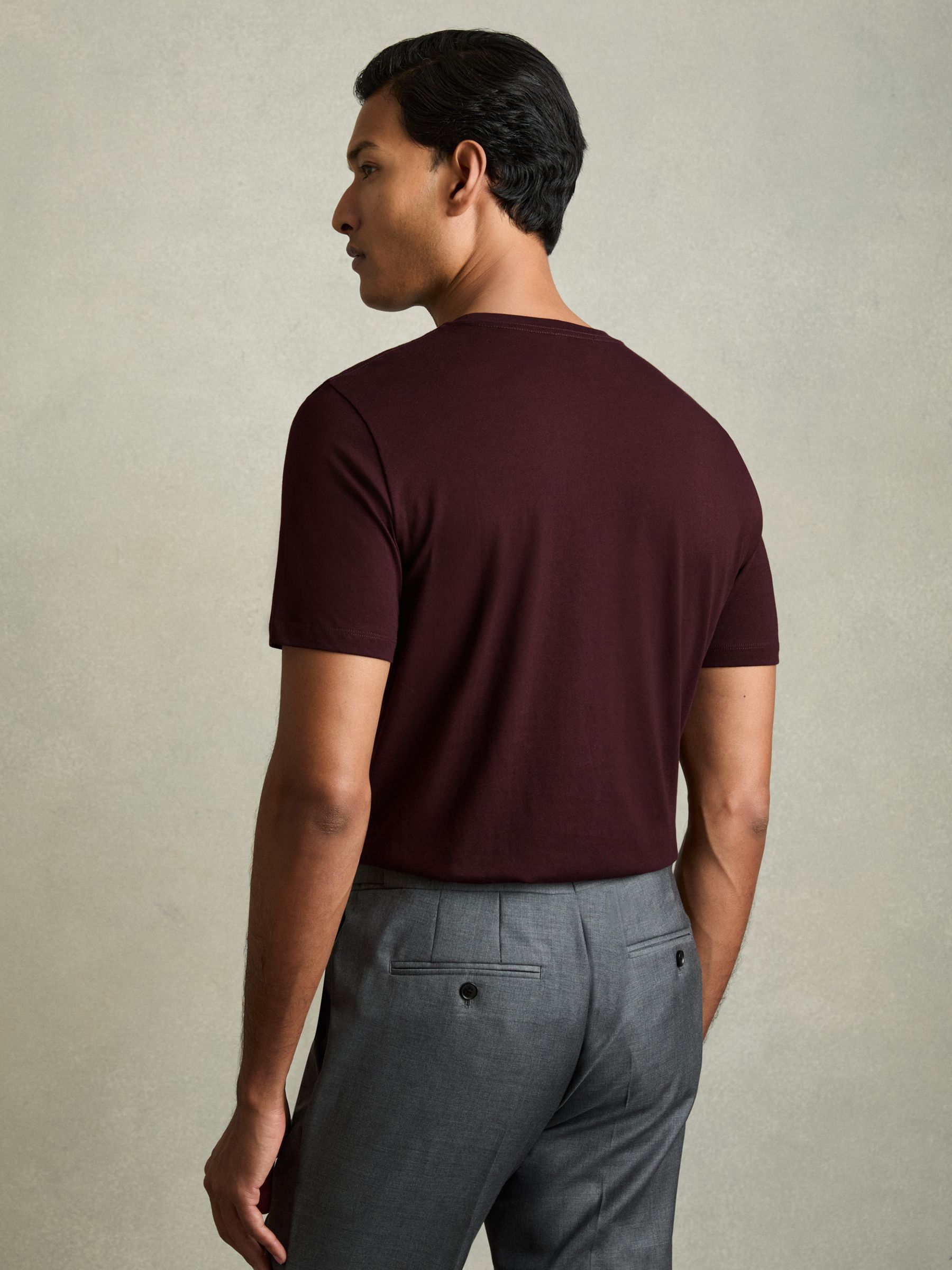 Cotton Crew Neck T-Shirt in Bordeaux