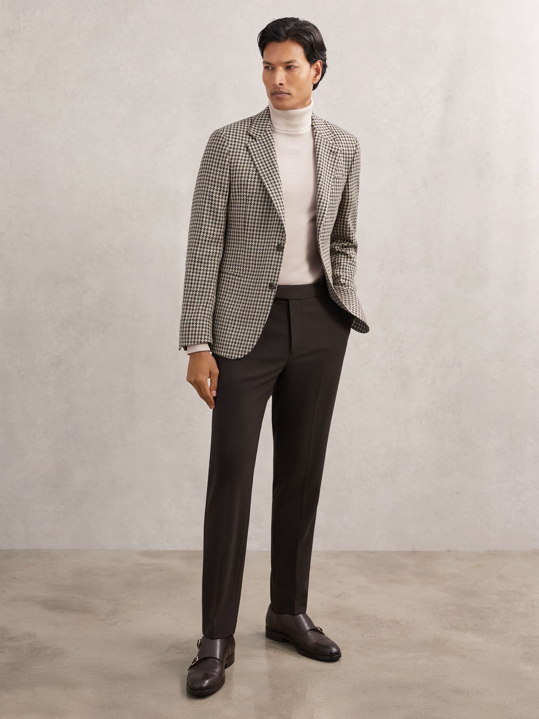 Merino Wool Roll-Neck Jumper in Beige