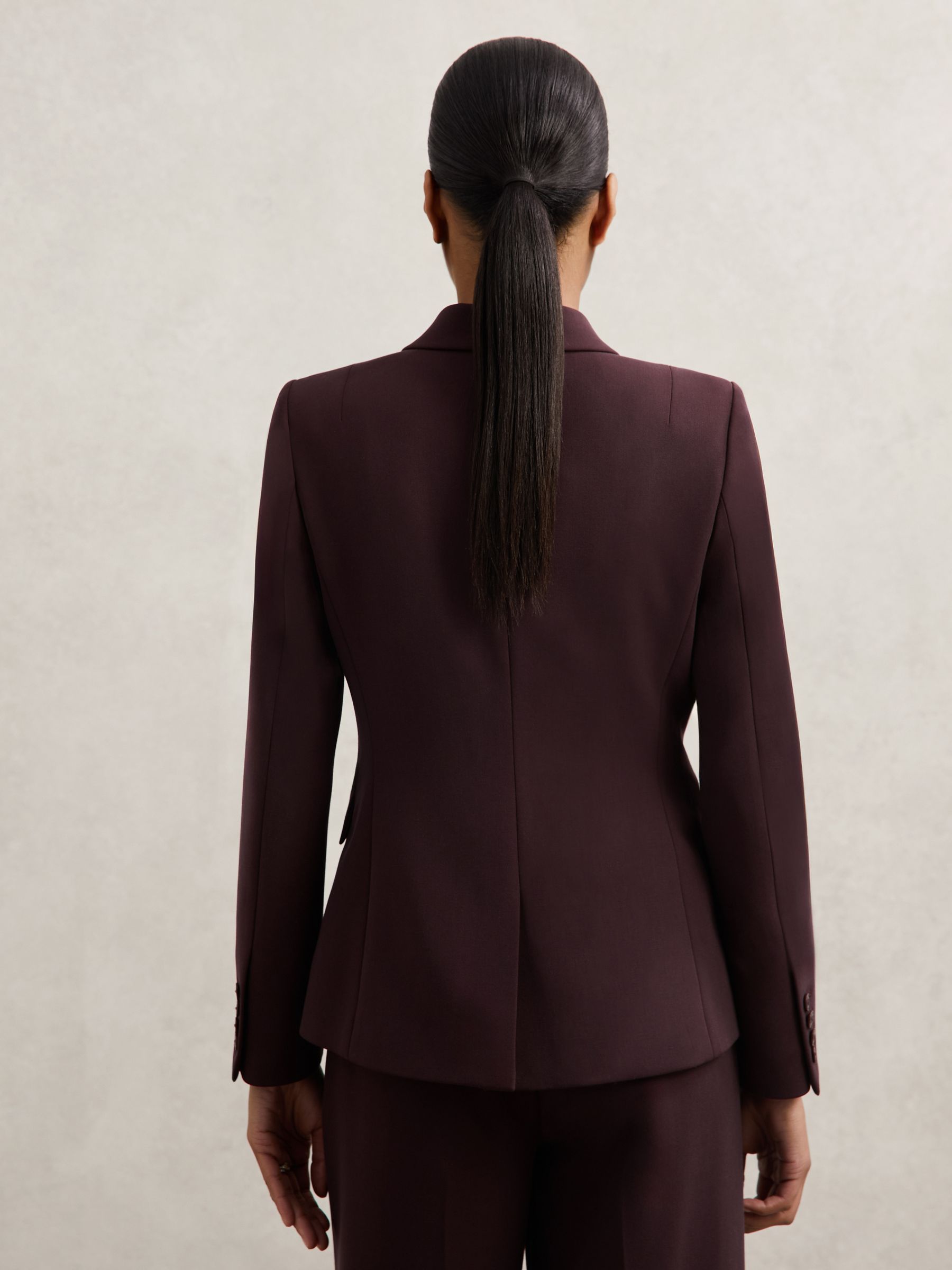 Petite Double-Breasted Suit Blazer in Berry