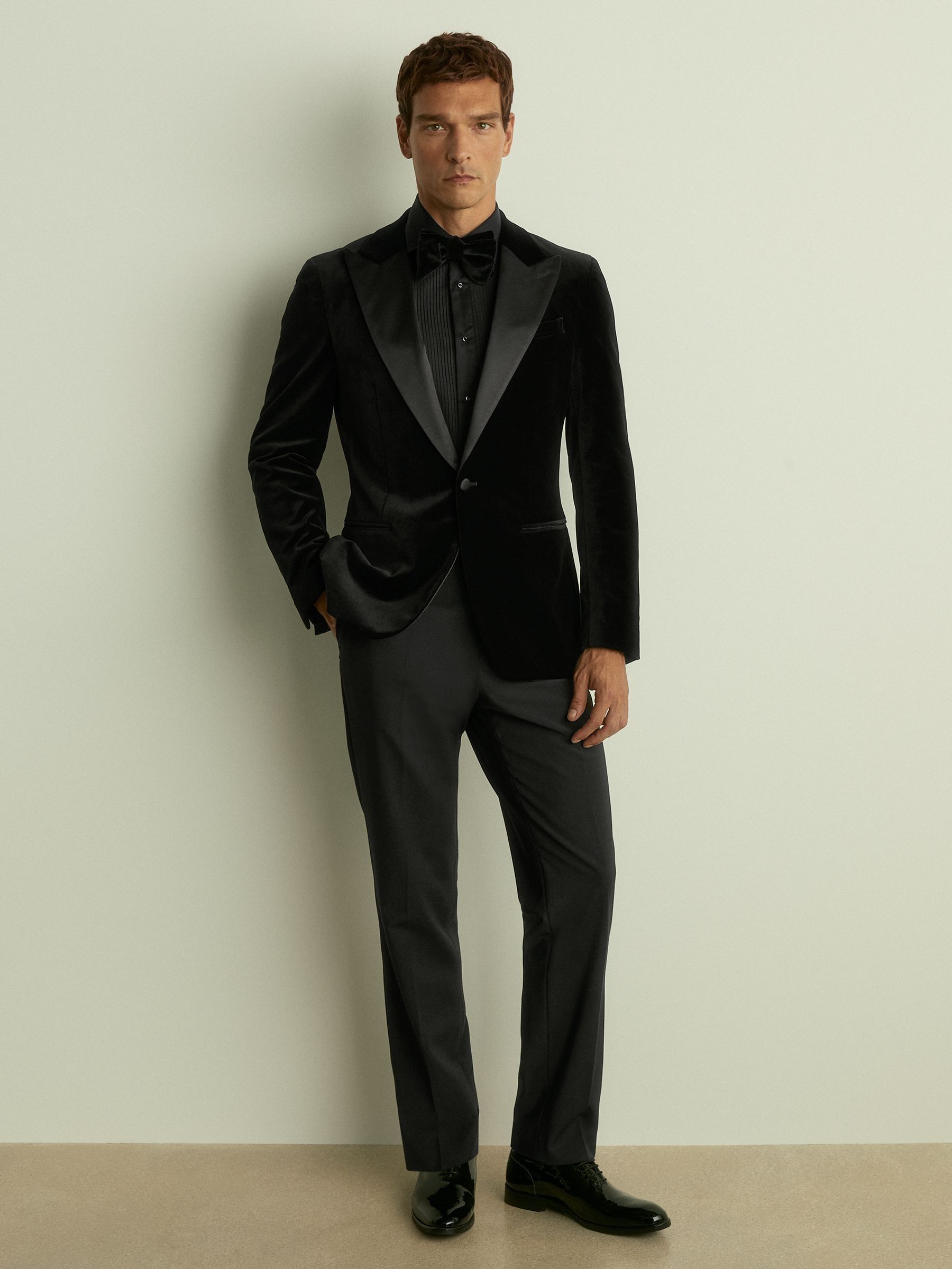 Regular Fit Cotton Marcella Tuxedo Shirt in Black