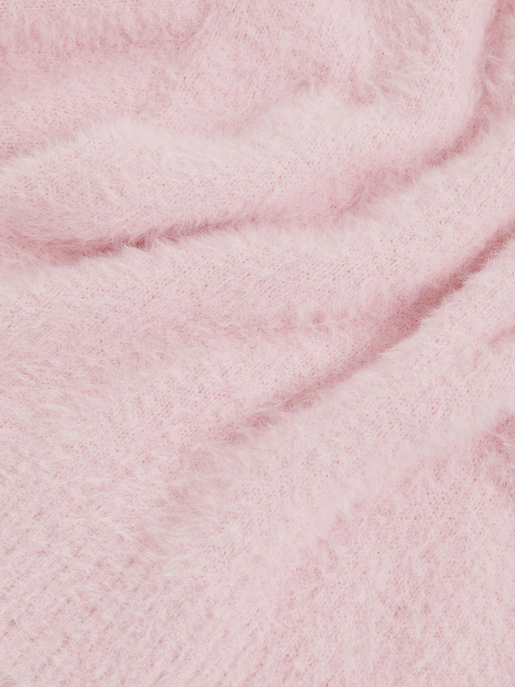 Fluffy Crew-Neck Jumper in Pink
