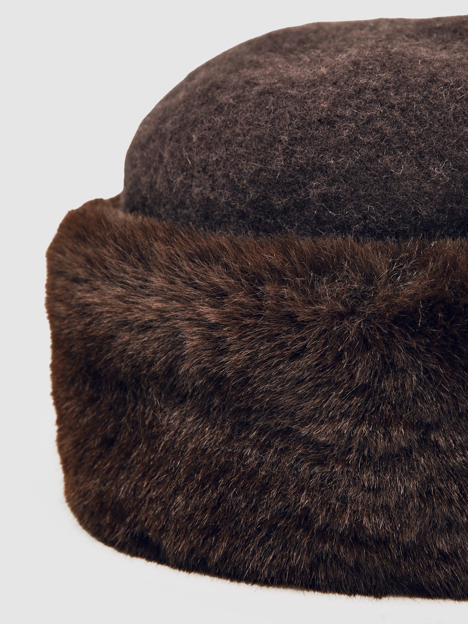 Faux Fur Hat in Chocolate
