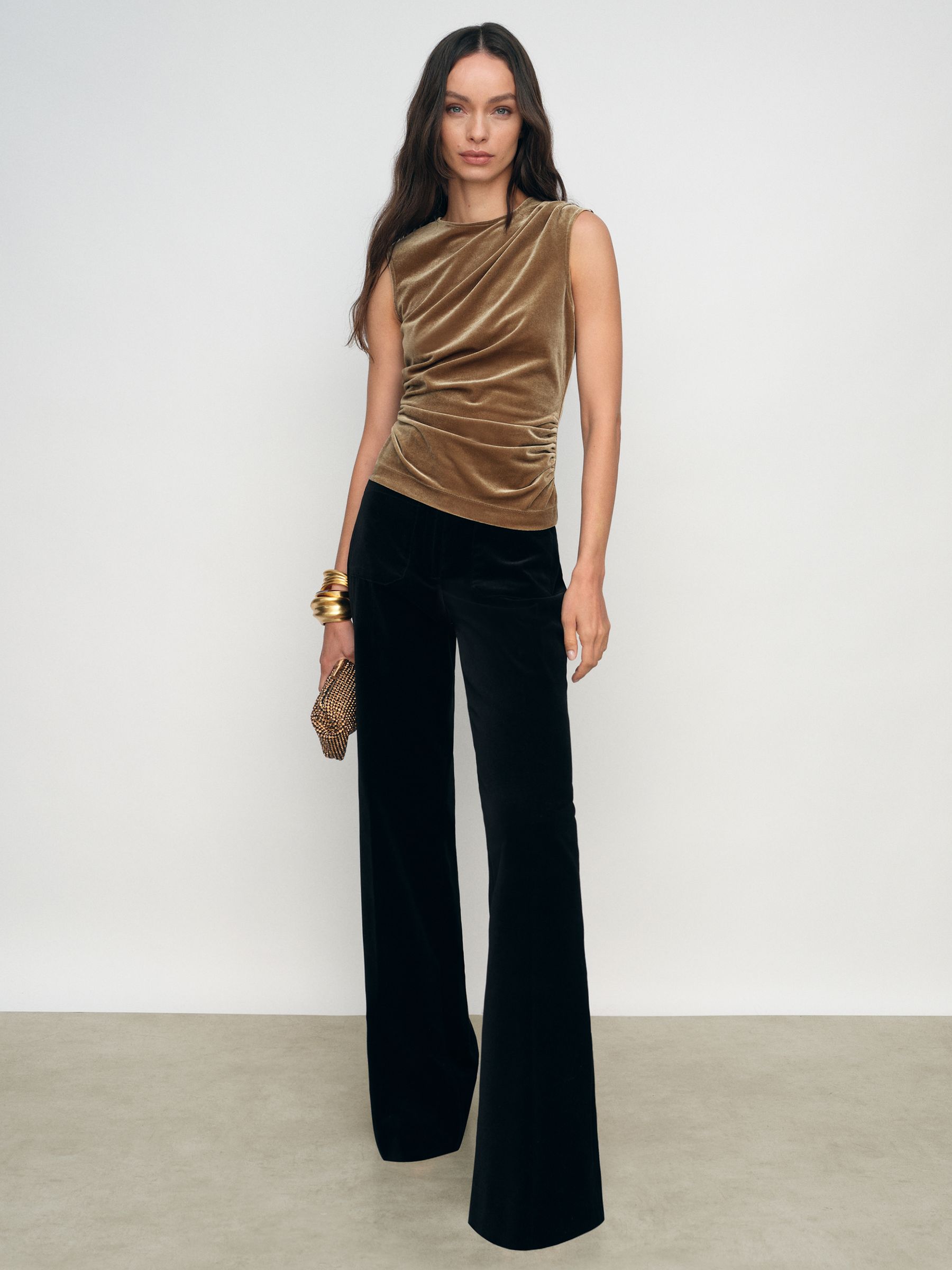 Velvet Drape Sleeveless Top in Gold