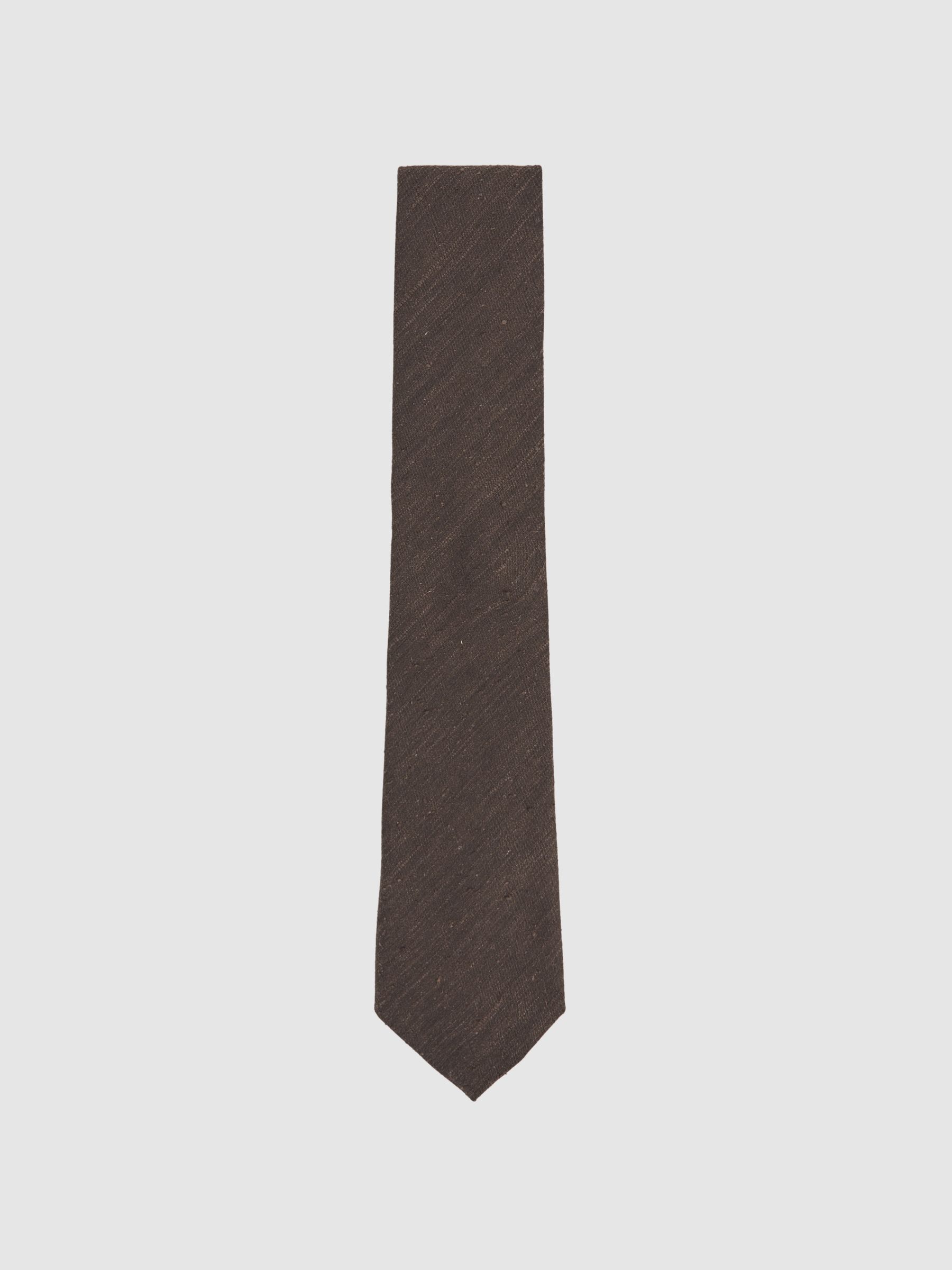 Silk Blend Textured Tie in Chocolate Brown
