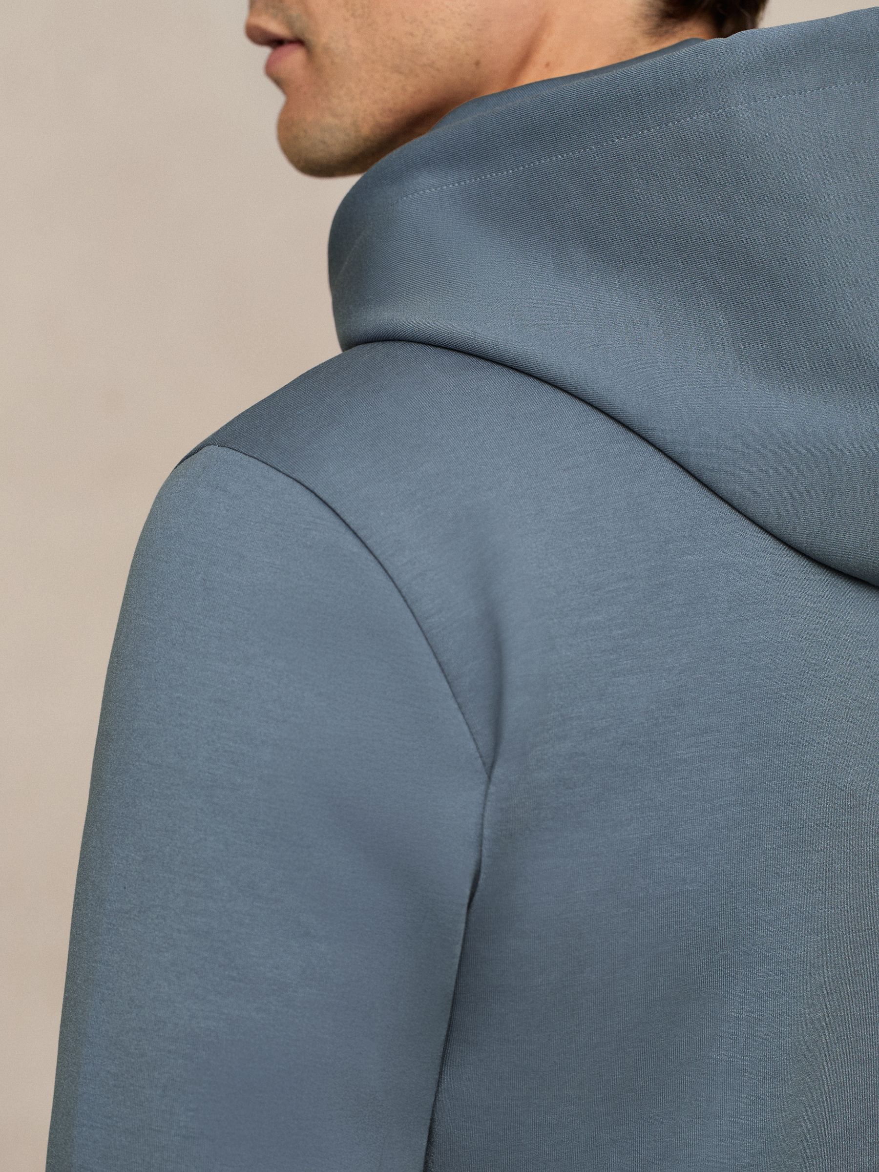 Interlock Jersey Drawstring Hoodie in Airforce Blue