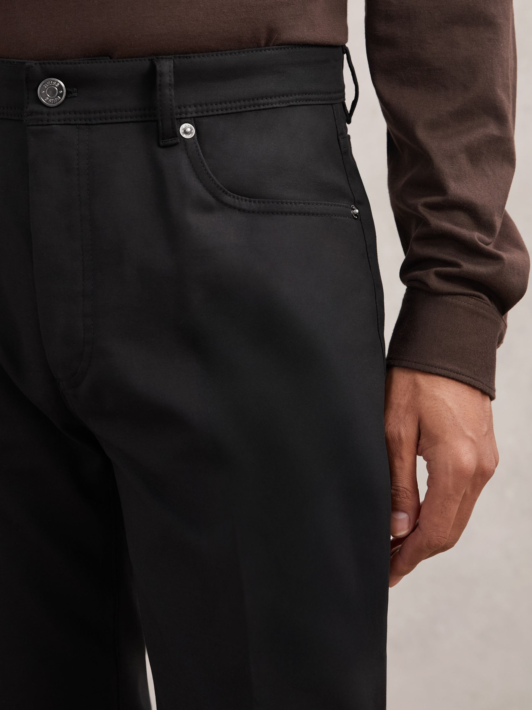 Slim-Fit Five-Pocket Trousers in Black