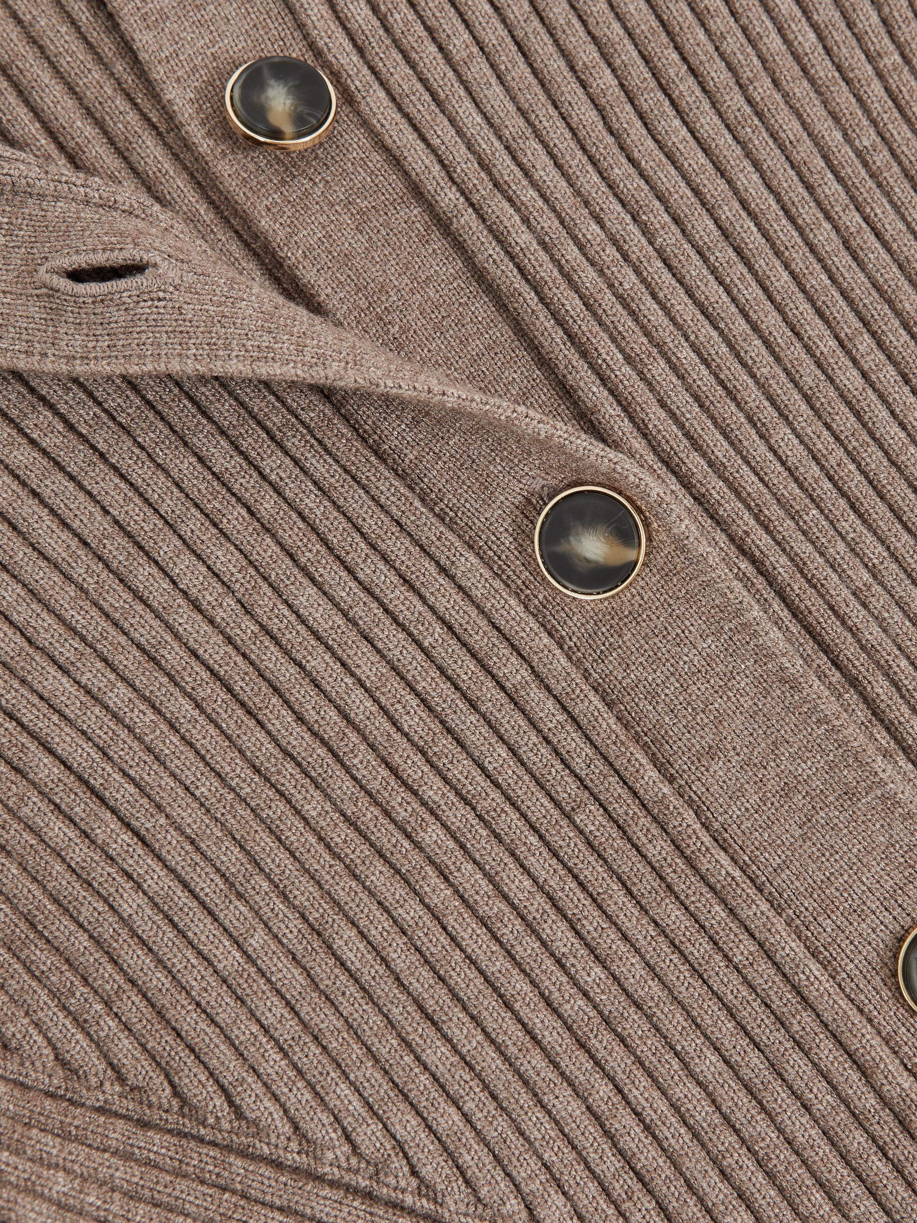 Button Front Knit Cardigan in Stone