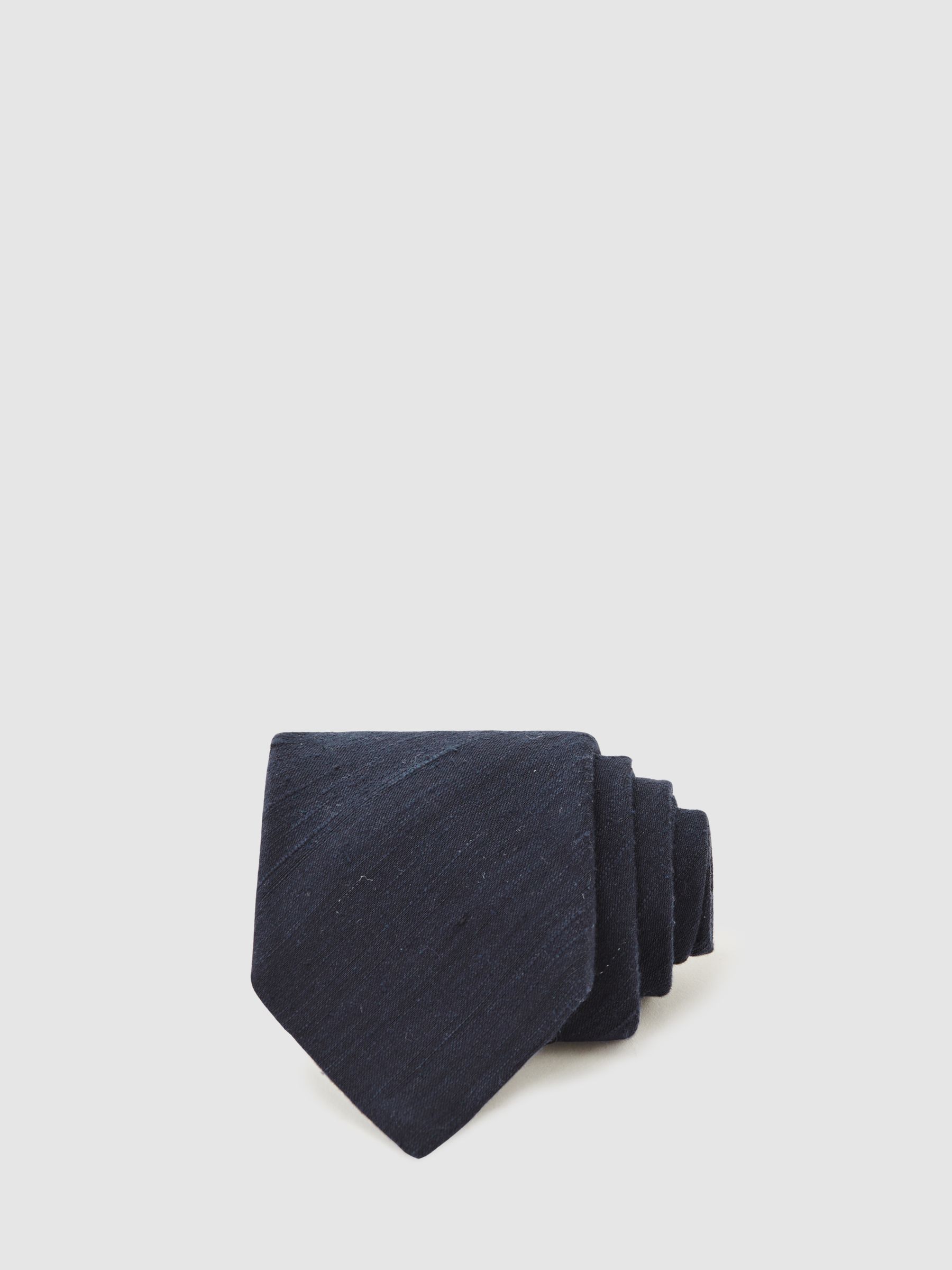 Silk Blend Textured Tie in Navy