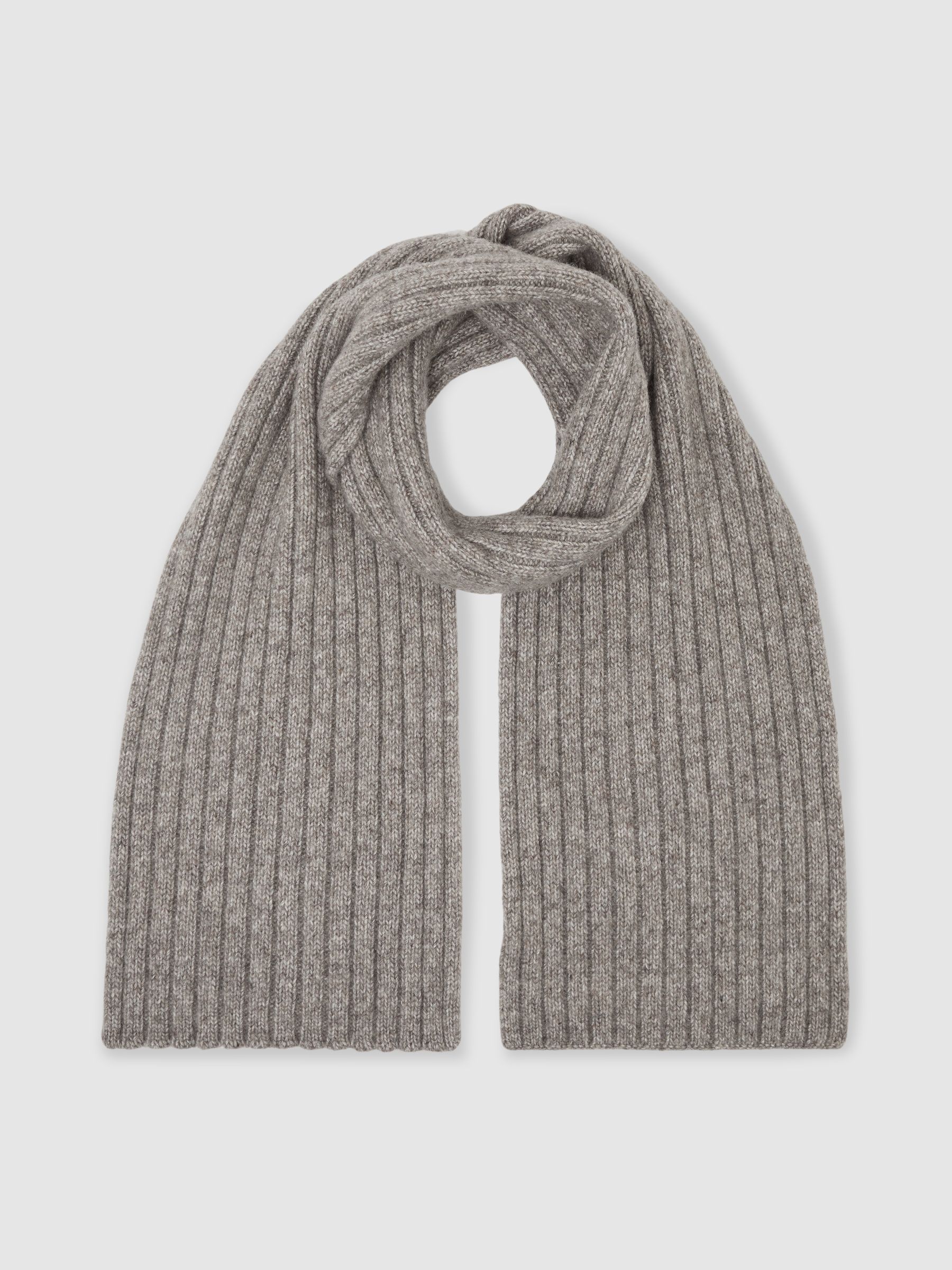 Chunky Rib Wool Blend Scarves in Oatmeal Melange