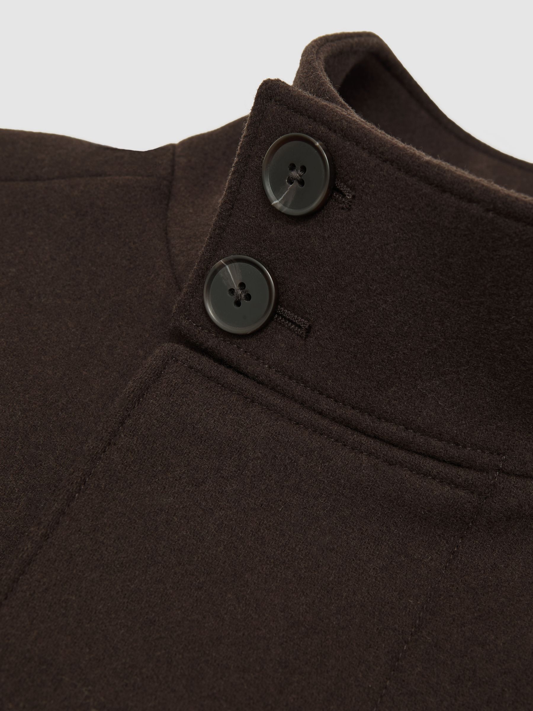 Wool-Blend Stand-Collar Coat in Brown