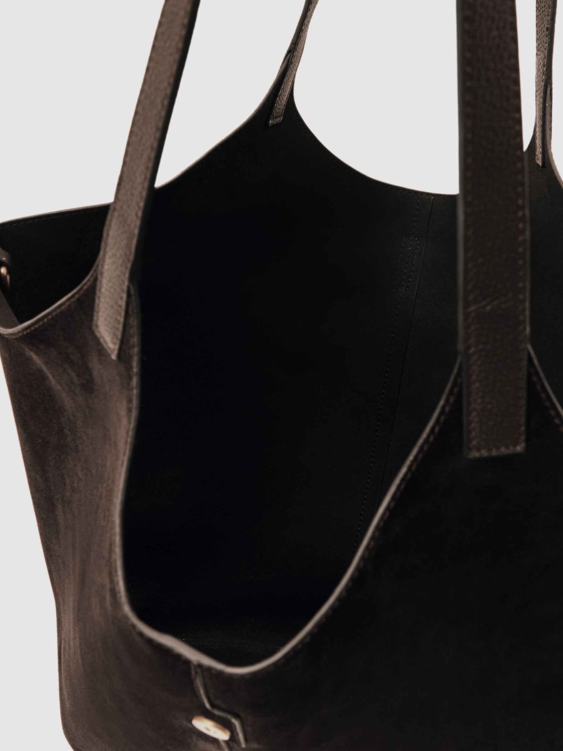 Leather And Suede Tote Bag in Chocolate
