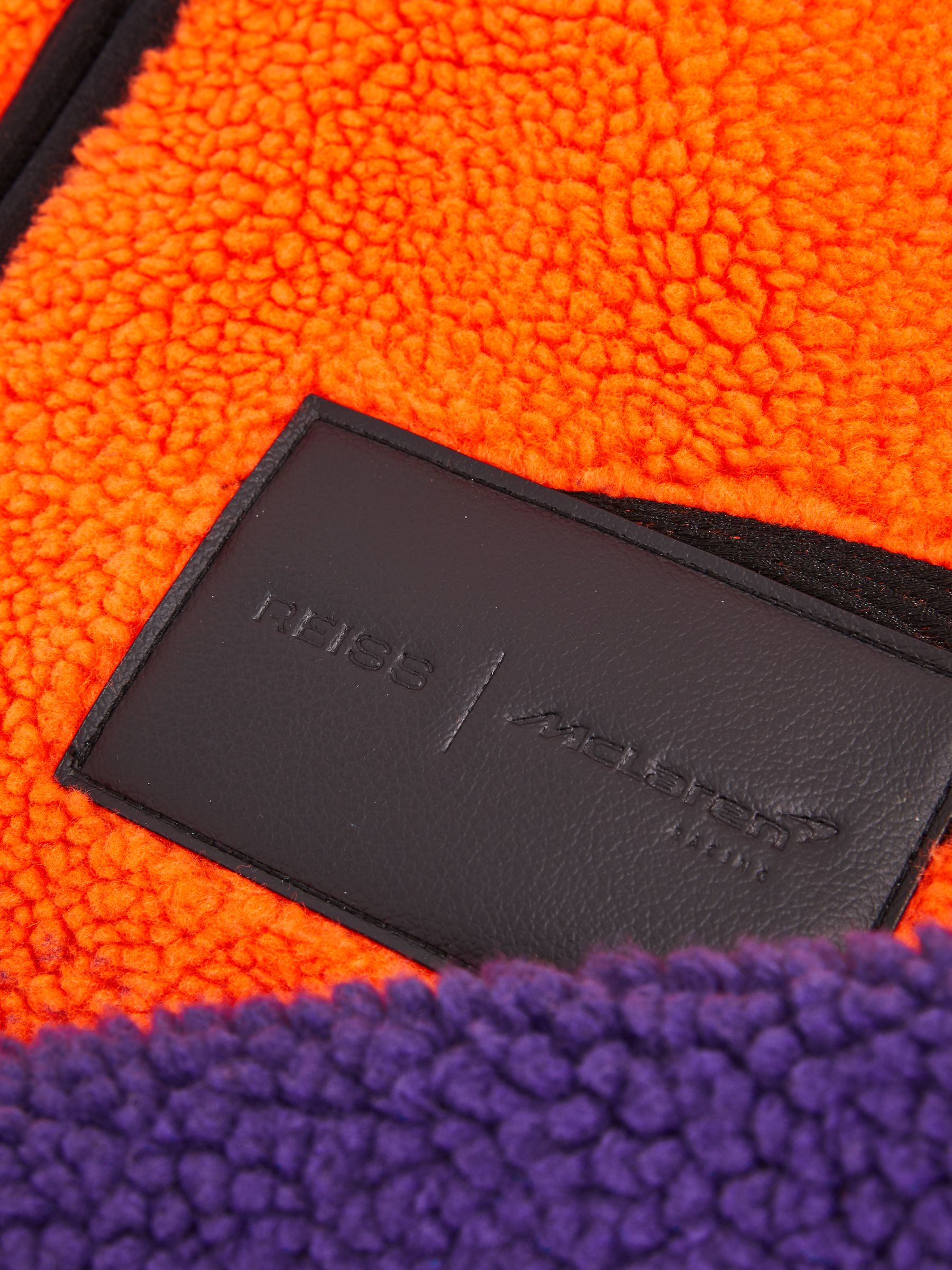 Unisex Fit McLaren F1 Team Ombré Fleece Jacket in Papaya Orange/Purple