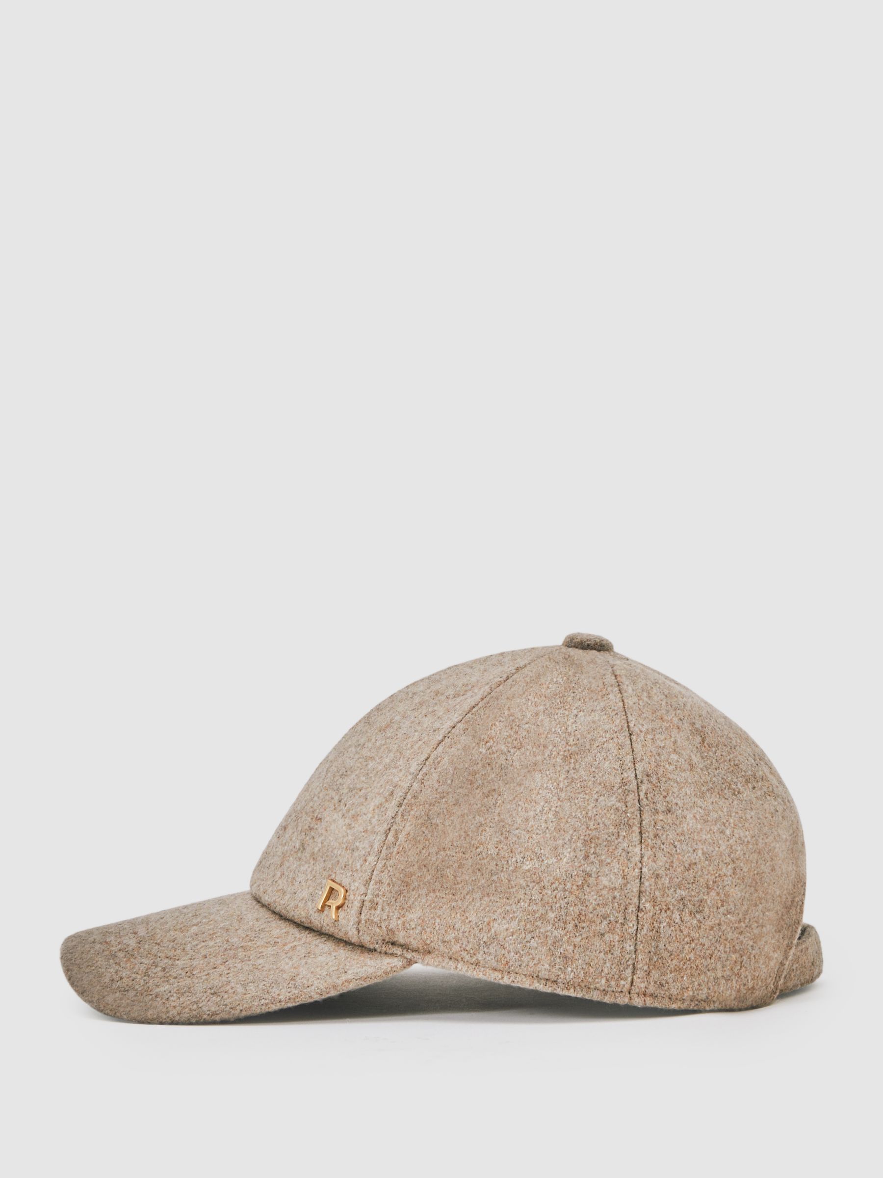 Wool-Blend Flannel Baseball Cap in Taupe