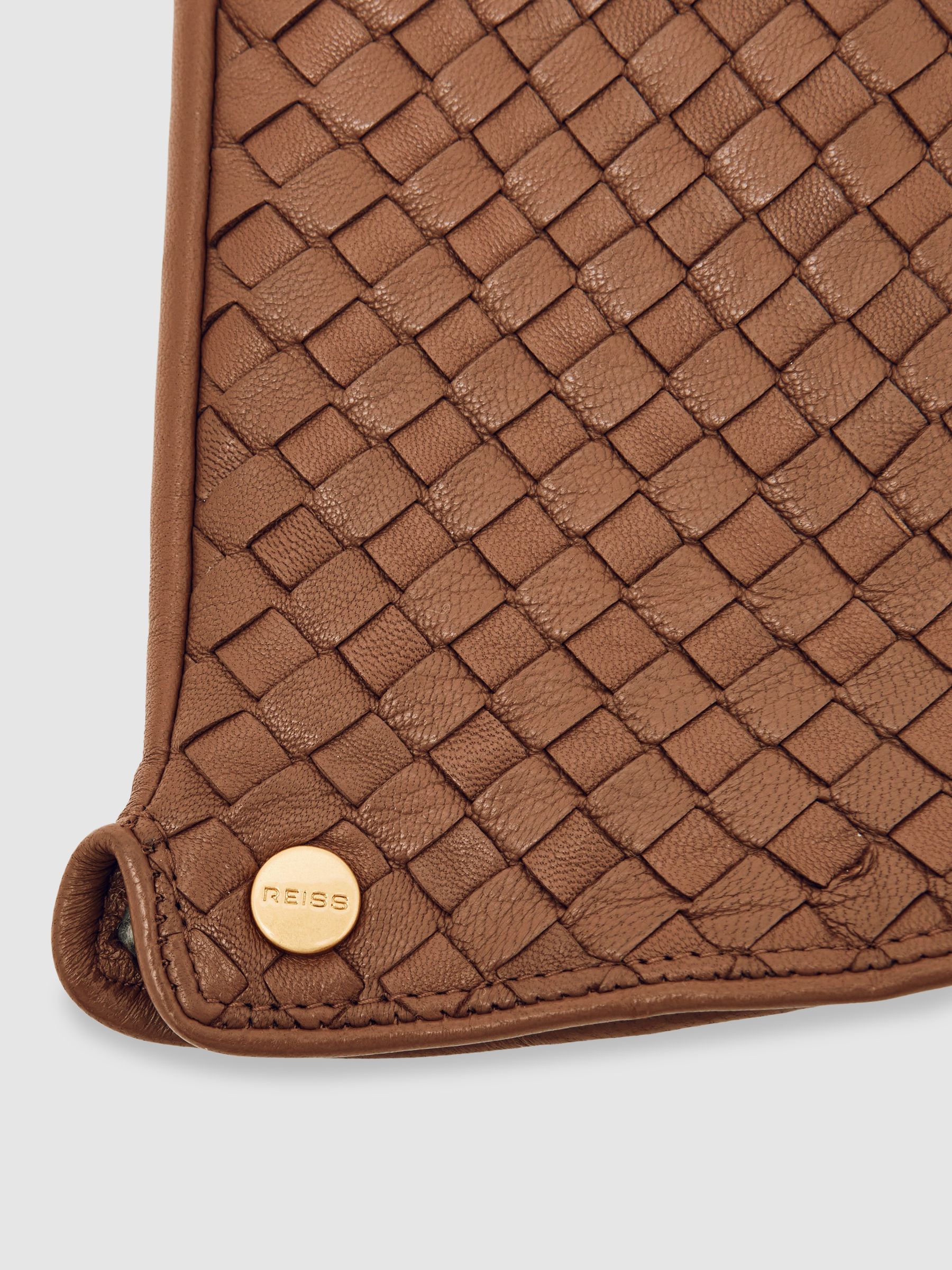 Woven Leather Gloves in Tan