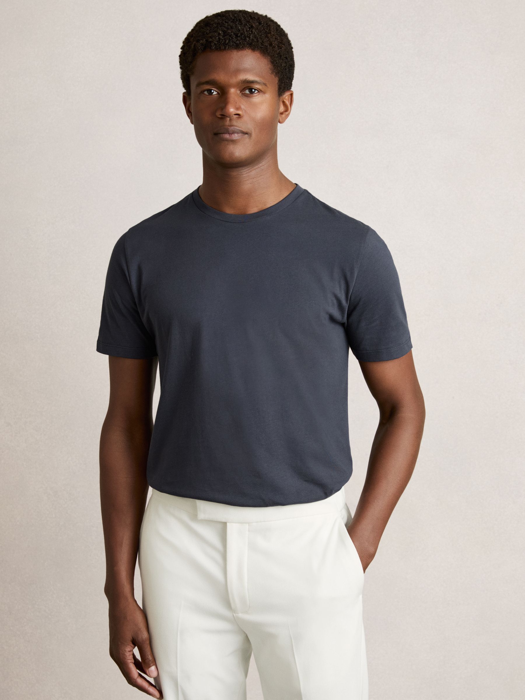 Cotton-Jersey Crew-Neck T-shirts 3 Pack in White/Navy/Airforce Blue